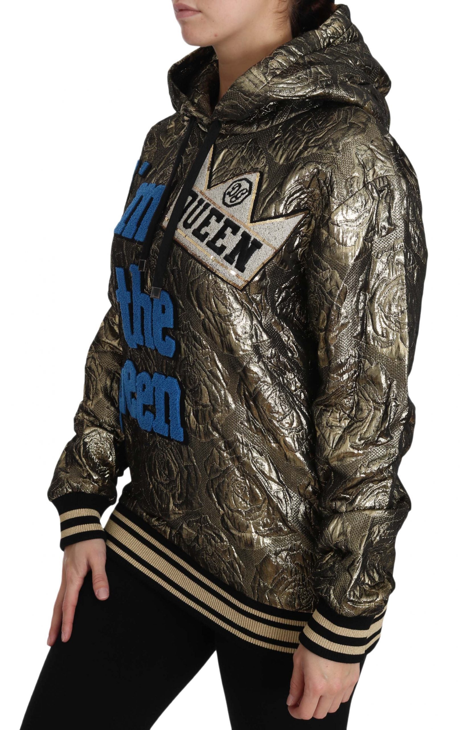 Dolce & Gabbana Im The Queen Jaquard Gold Sweatshirt Hoodie