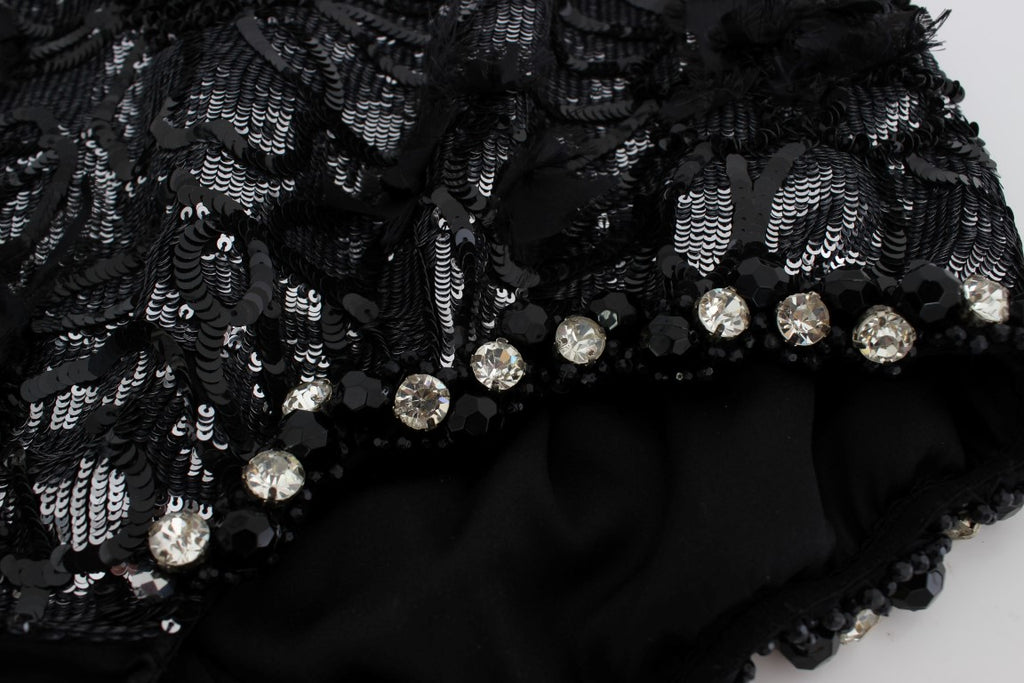 Dolce & Gabbana Schwarze Mini-Shorts mit Kristallpailletten