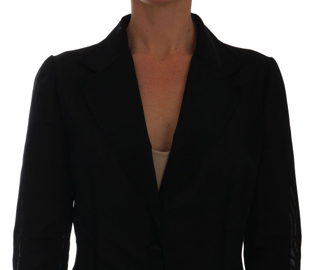 Dolce & Gabbana Schwarze Nylon-Netz-Blazer-Jacke