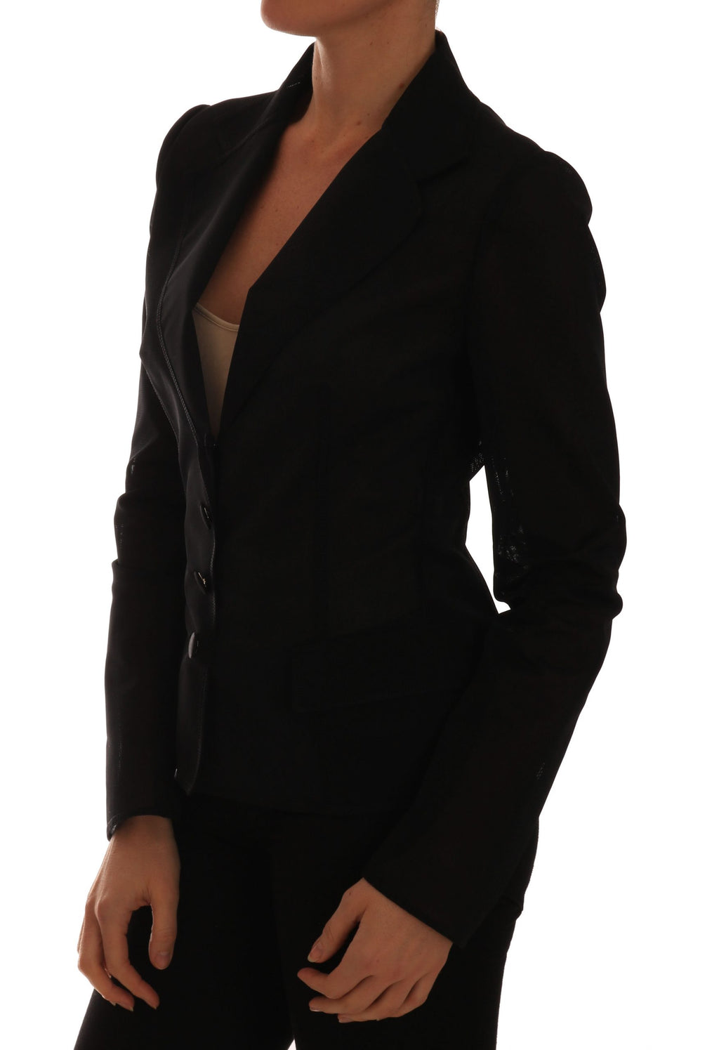 Dolce & Gabbana Schwarze Nylon-Netz-Blazer-Jacke