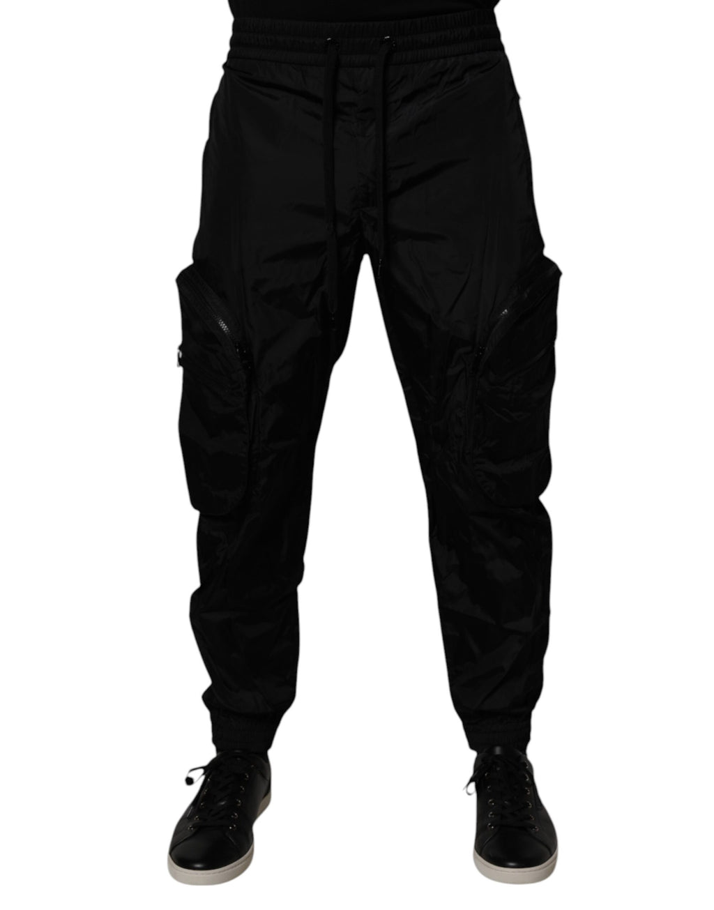 Dolce & Gabbana Schwarze Nylon Cargo Jogger Männer Sweatpants Hosen