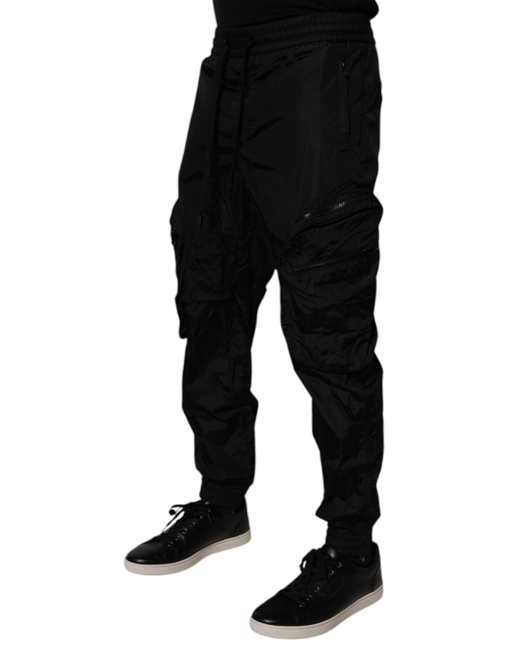 Dolce & Gabbana Schwarze Nylon Cargo Jogger Männer Sweatpants Hosen