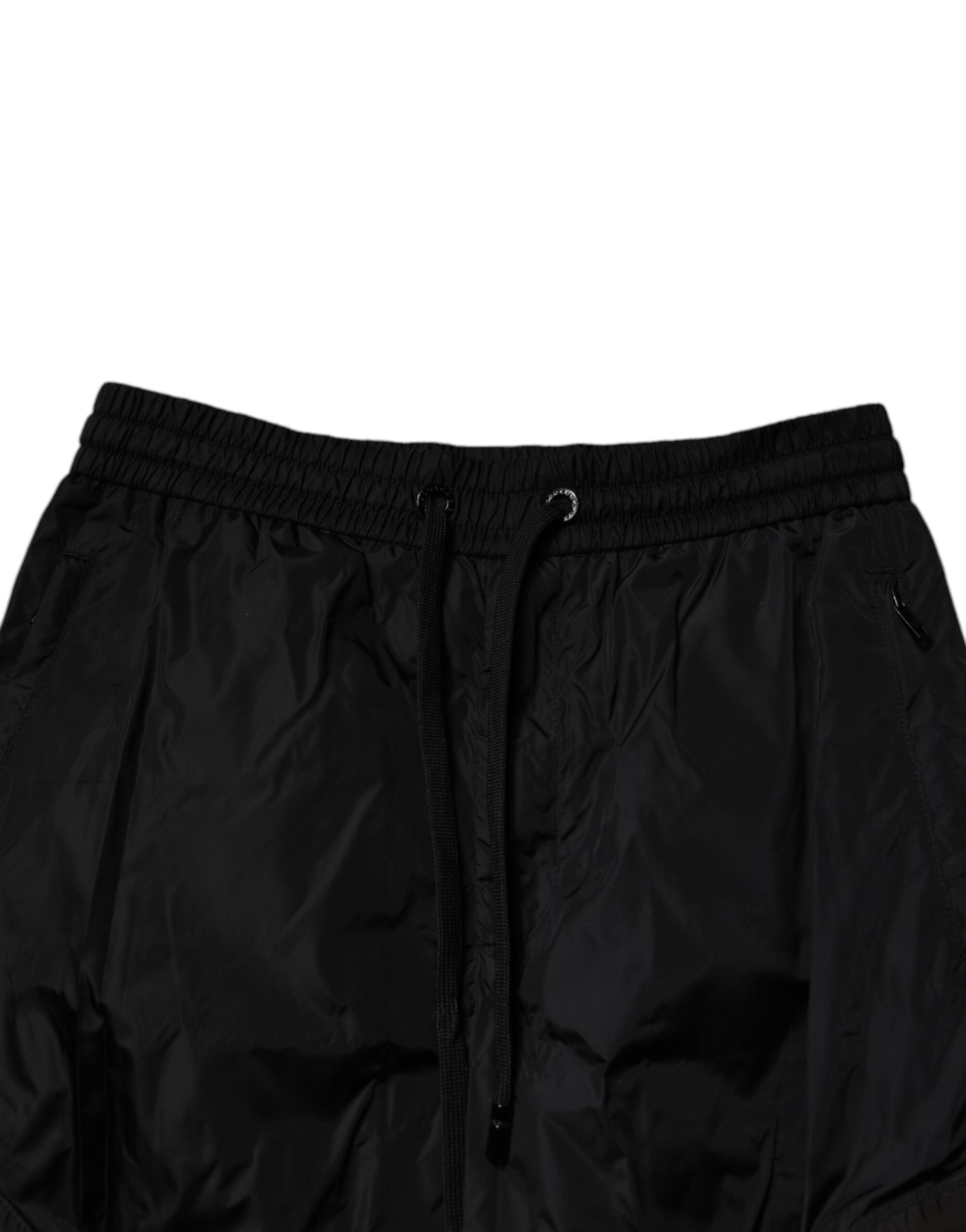 Dolce & Gabbana Schwarze Nylon Cargo Jogger Männer Sweatpants Hosen