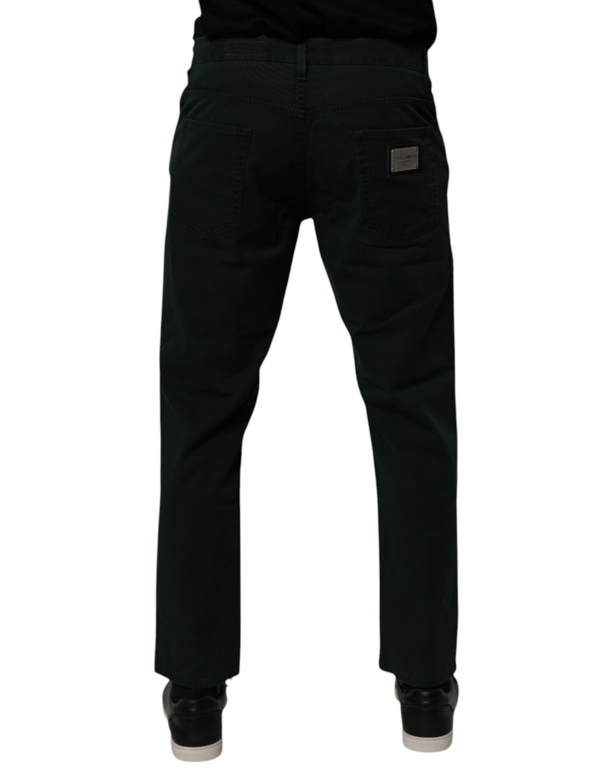 Dolce & Gabbana Dunkelgrüne Baumwolle Lose Herren Denim Jeans