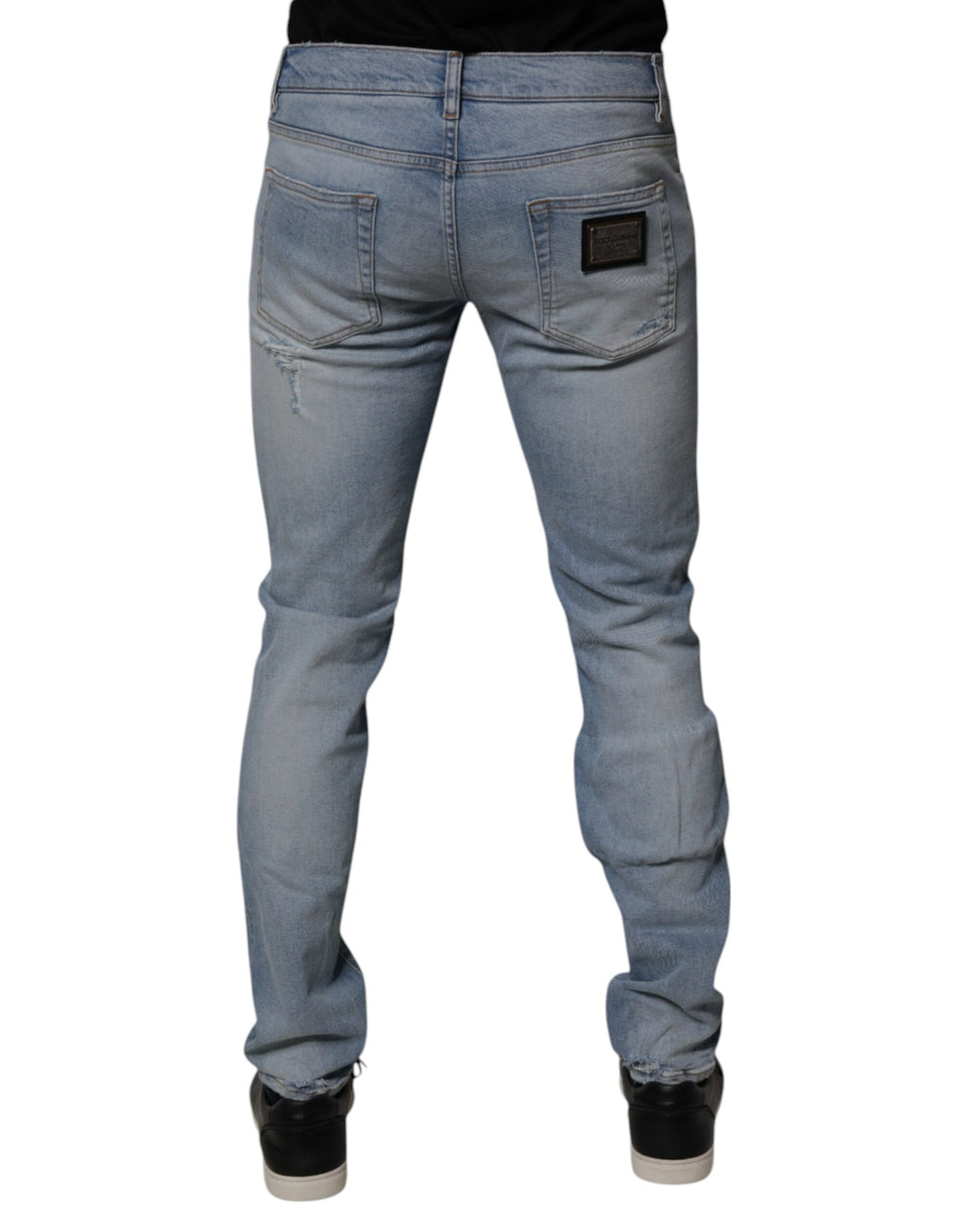 Dolce & Gabbana Blaue zerfledderte Baumwoll-Skinny Herren Denim Jeans
