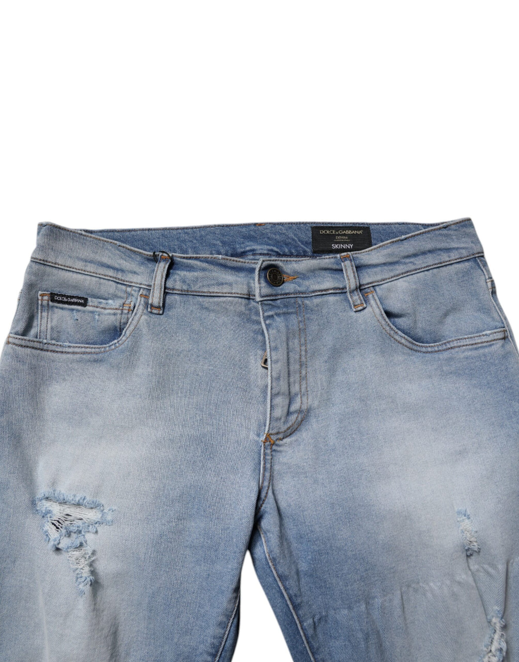 Dolce & Gabbana Blaue zerfledderte Baumwoll-Skinny Herren Denim Jeans