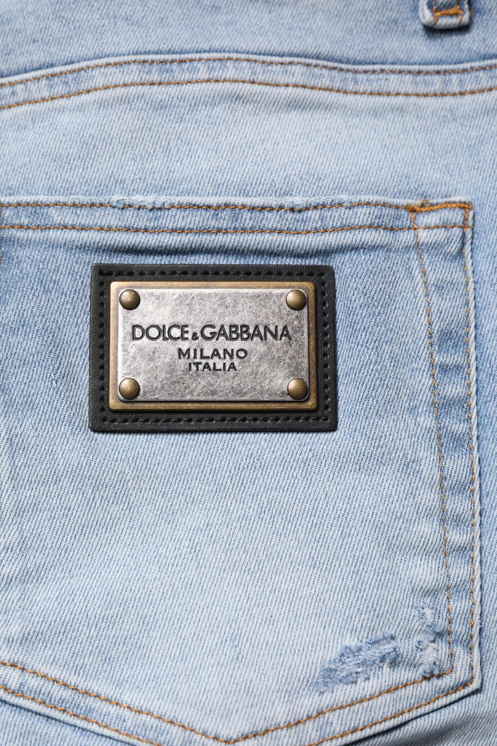 Dolce & Gabbana Blaue zerfledderte Baumwoll-Skinny Herren Denim Jeans