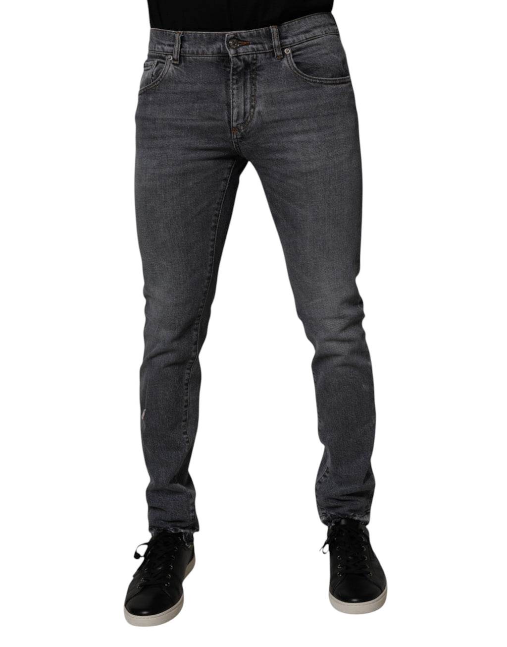 Dolce & Gabbana Dunkelgraue Baumwoll-Stretch-Skinny-Denim-Jeans