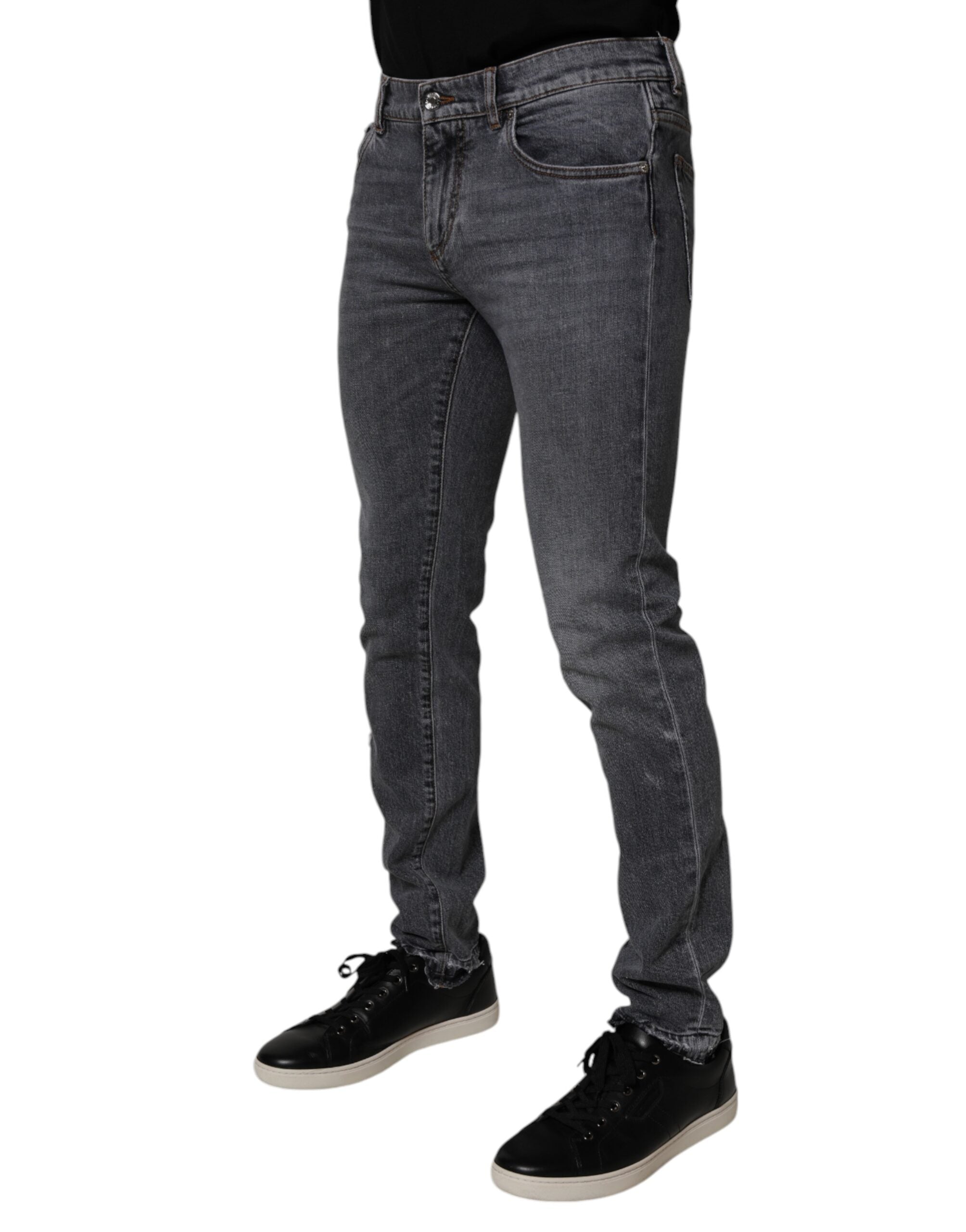 Dolce & Gabbana Dunkelgraue Baumwoll-Stretch-Skinny-Denim-Jeans