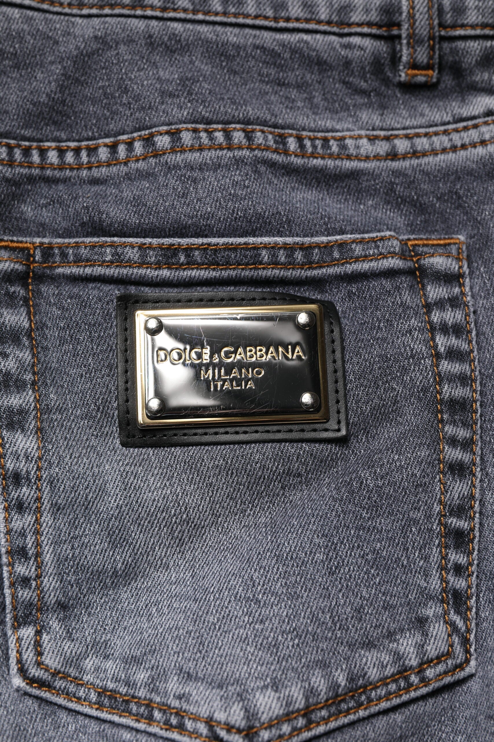 Dolce & Gabbana Dunkelgraue Baumwoll-Stretch-Skinny-Denim-Jeans