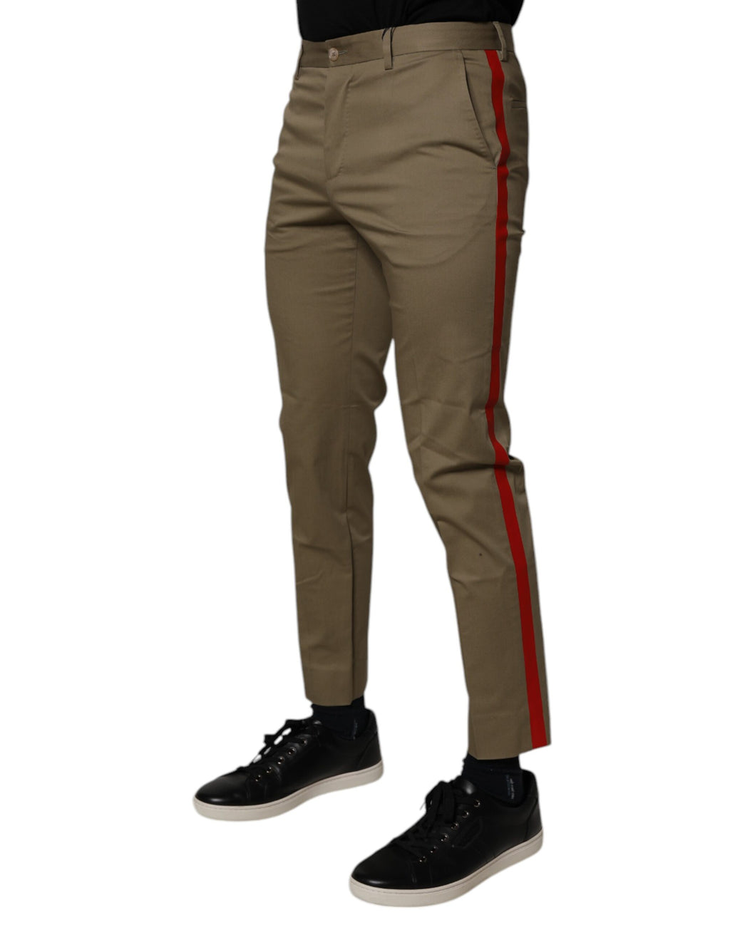 Dolce & Gabbana Dunkle khakifarbene Baumwoll-Tapered Pants