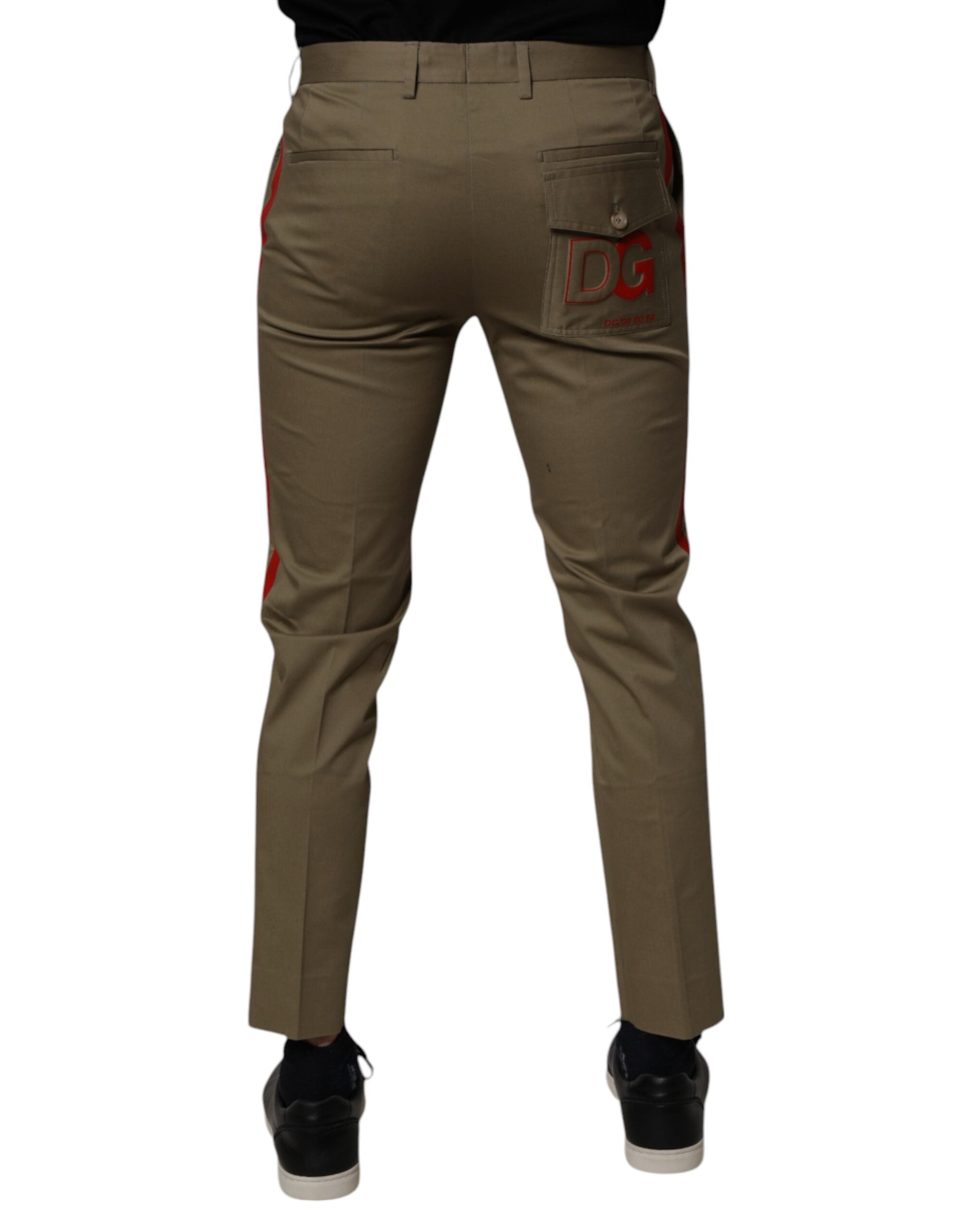 Dolce & Gabbana Dunkle khakifarbene Baumwoll-Tapered Pants