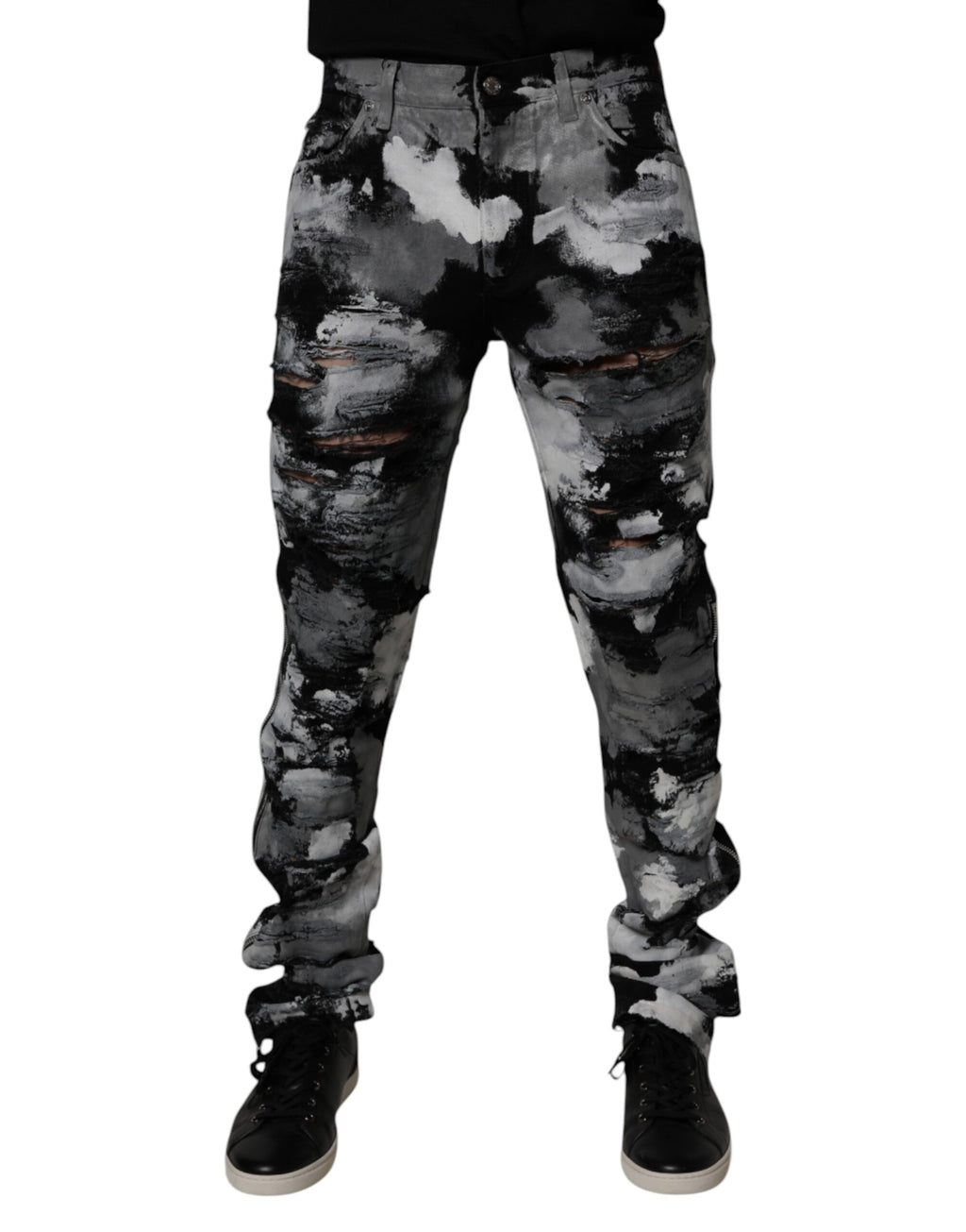 Dolce & Gabbana Multicolor Camouflage Zerrissene Skinny Denim Jeans