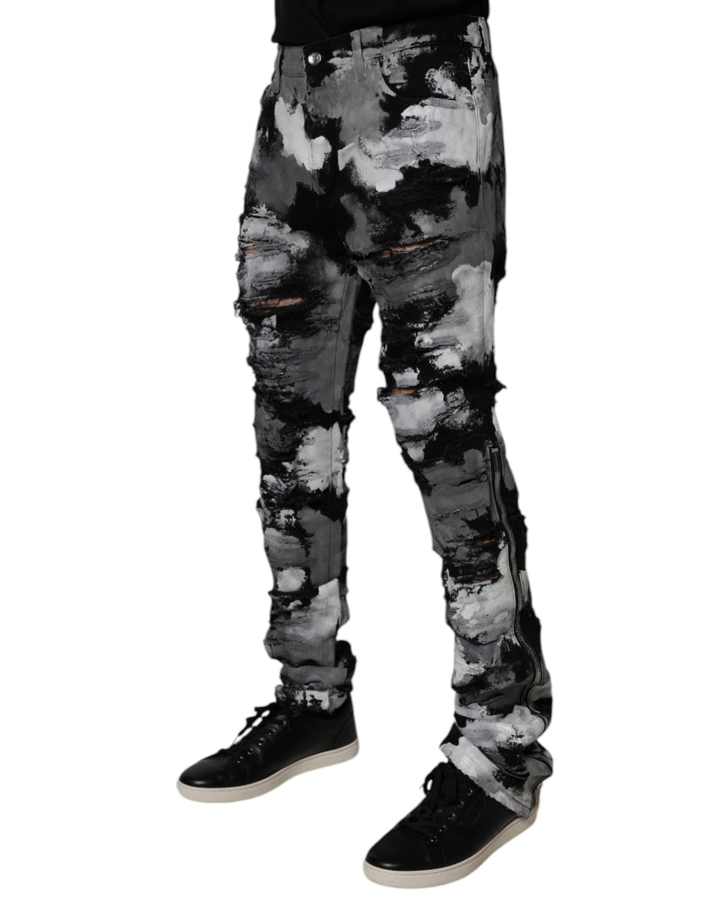 Dolce & Gabbana Multicolor Camouflage Zerrissene Skinny Denim Jeans