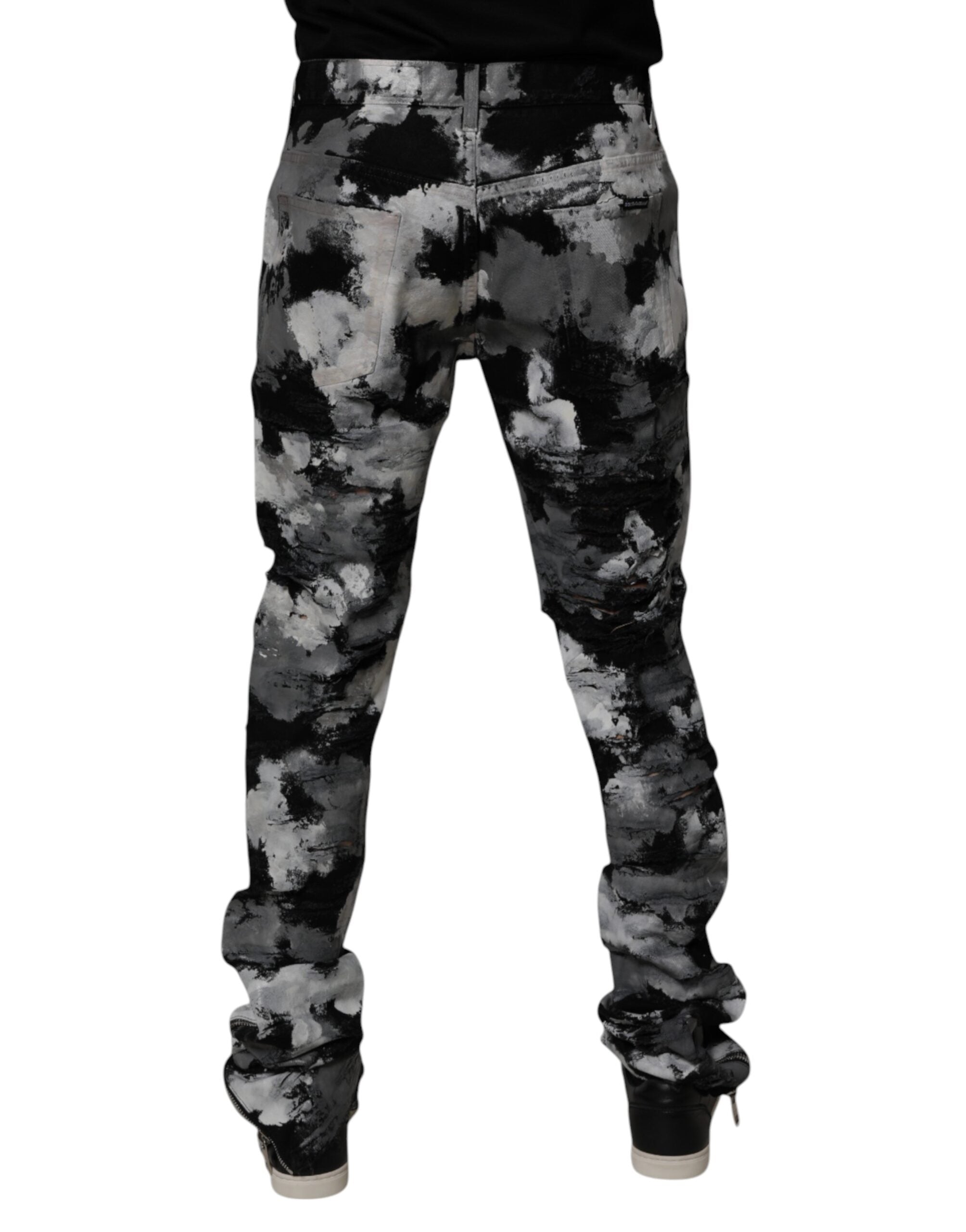 Dolce & Gabbana Multicolor Camouflage Zerrissene Skinny Denim Jeans