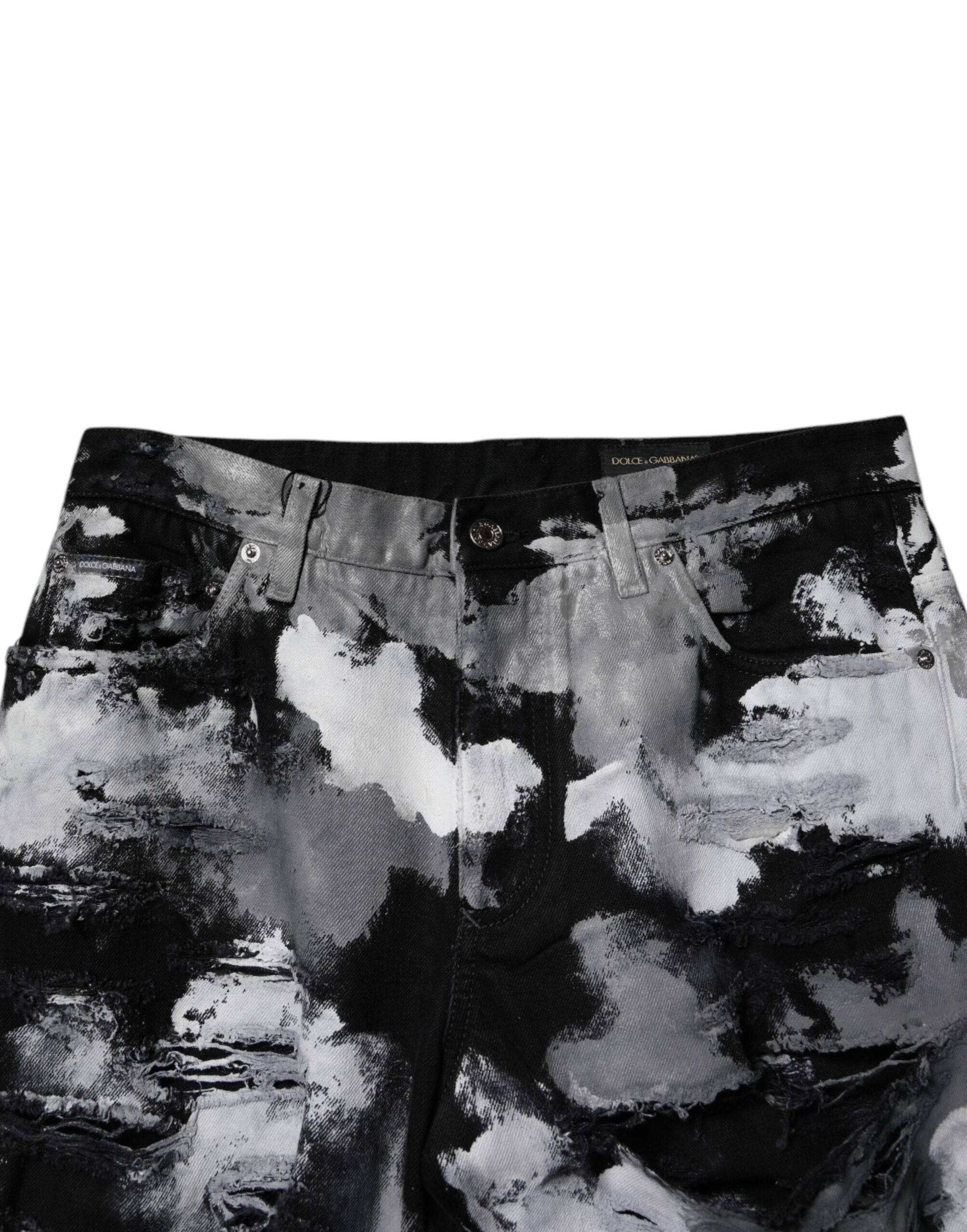 Dolce & Gabbana Multicolor Camouflage Zerrissene Skinny Denim Jeans