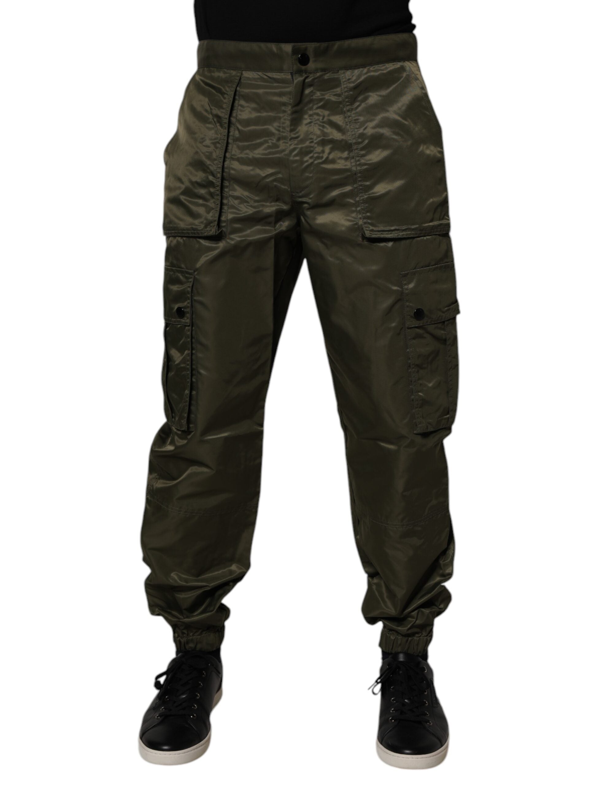 Dolce & Gabbana Dunkelgrüne Nylon Cargo-Hose