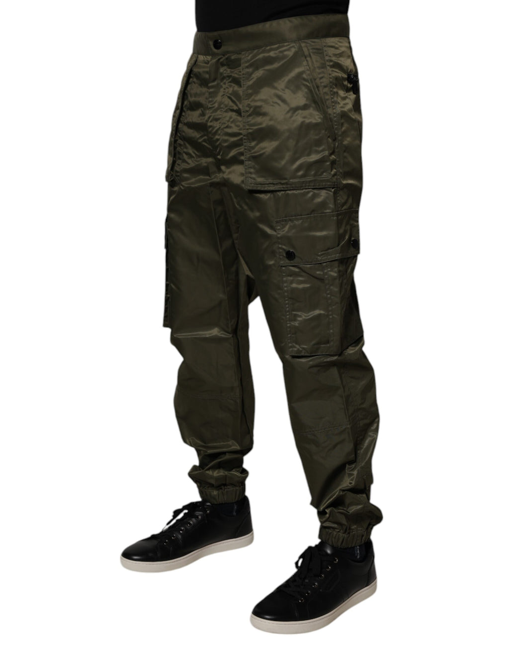 Dolce & Gabbana Dunkelgrüne Nylon Cargo-Hose