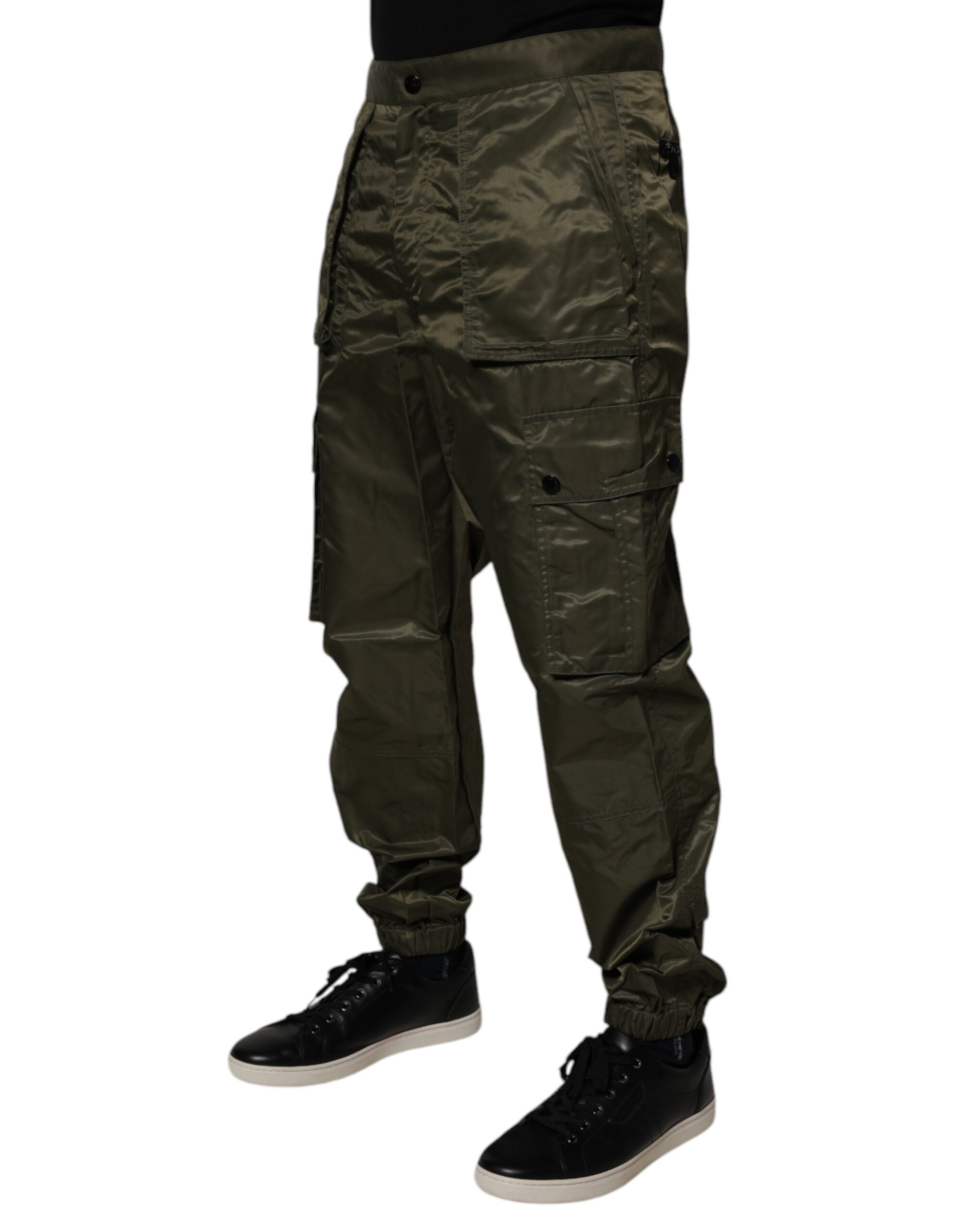 Dolce & Gabbana Dunkelgrüne Nylon Cargo-Hose