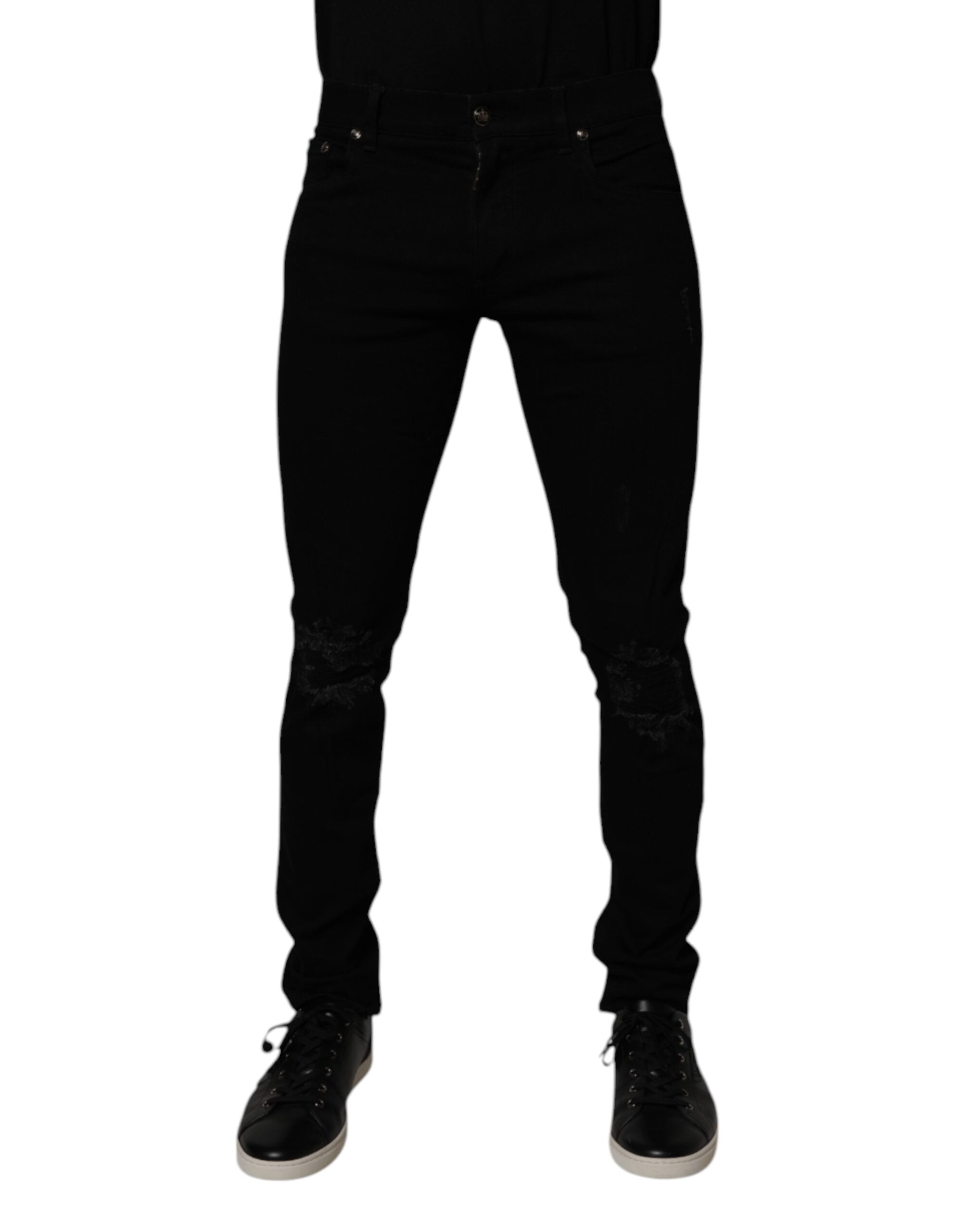 Dolce & Gabbana Schwarze Baumwoll-Stretch-Skinny-Denim-Jeans für Männer