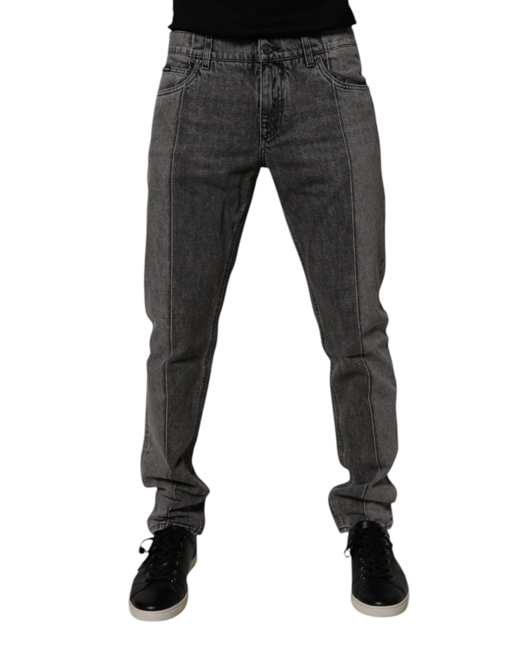 Dolce & Gabbana Zweifarbige graue Denim-Jeans aus Baumwolle