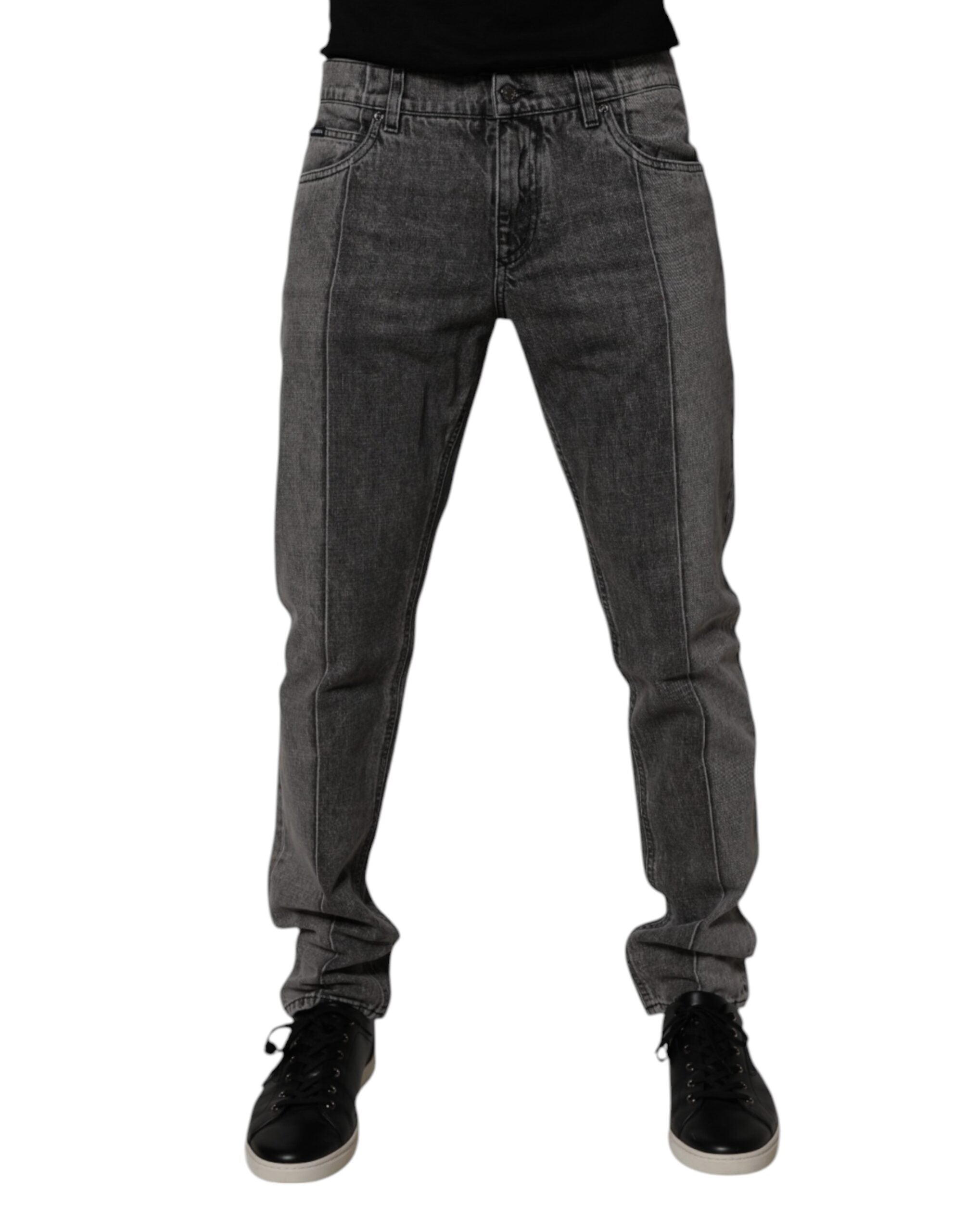 Dolce & Gabbana Zweifarbige graue Denim-Jeans aus Baumwolle