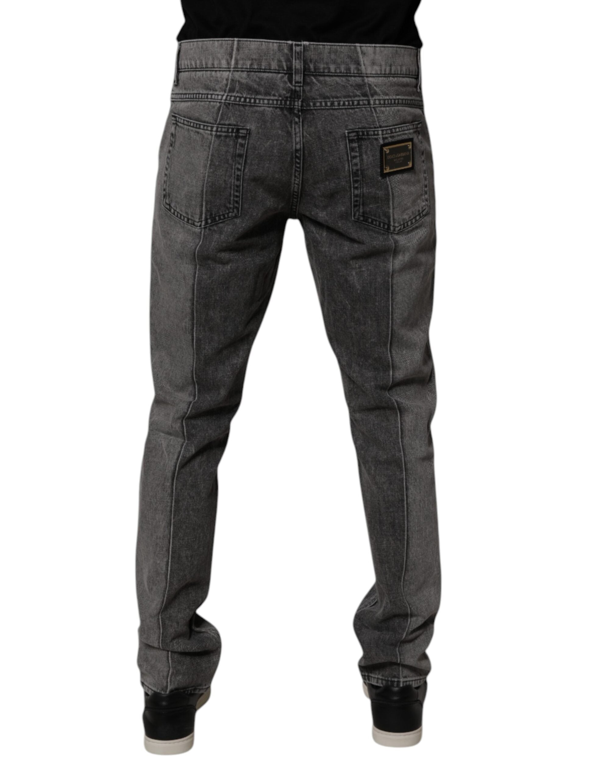 Dolce & Gabbana Zweifarbige graue Denim-Jeans aus Baumwolle