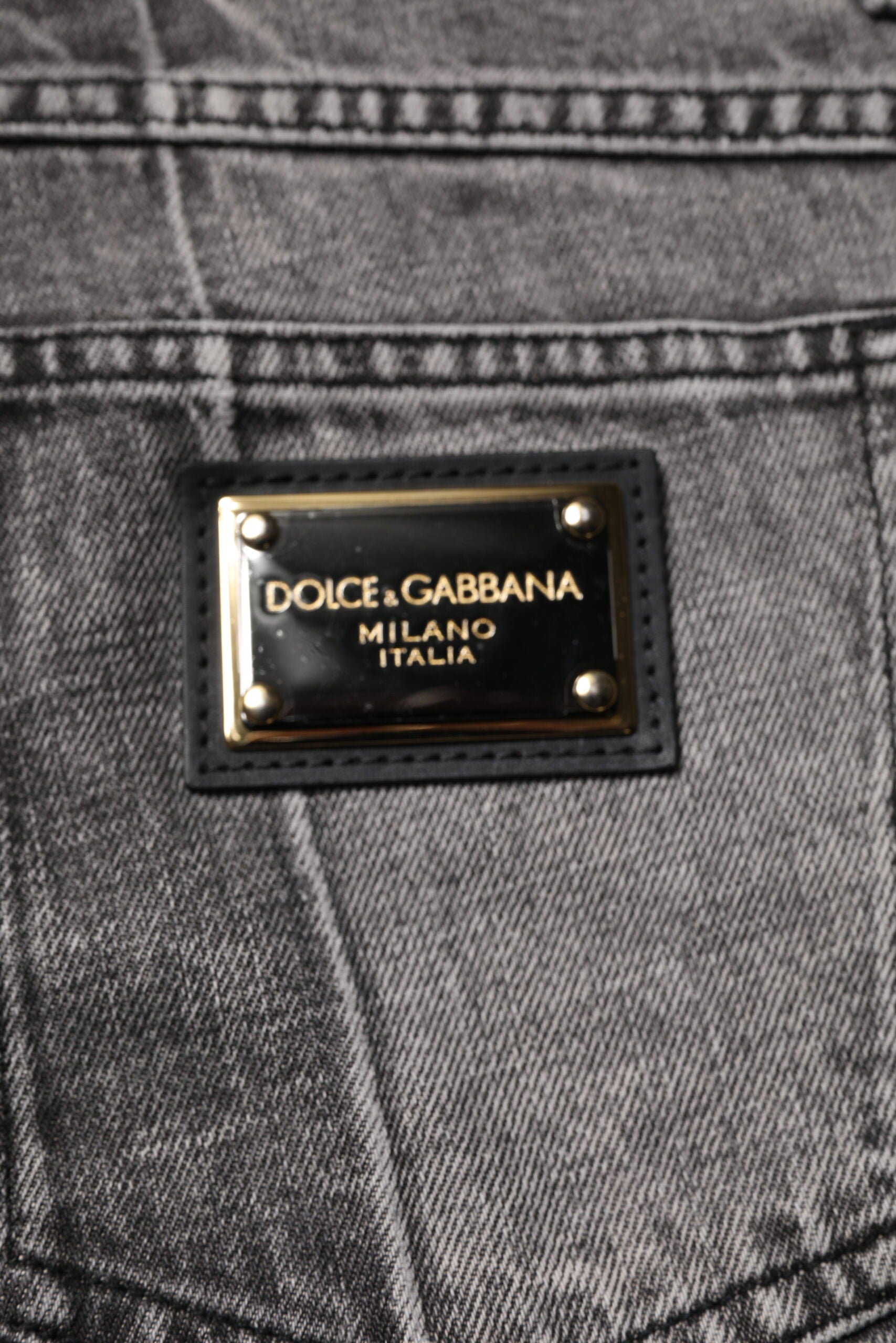 Dolce & Gabbana Zweifarbige graue Denim-Jeans aus Baumwolle