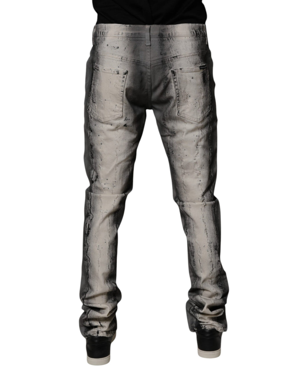 Dolce & Gabbana Graue Krawattenfärbung Baumwolle Skinny Männer Denim Jeans