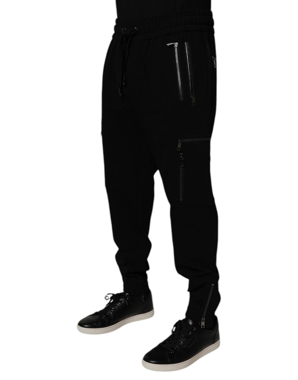 Dolce & Gabbana Schwarze Woll-Stretch-Jogger-Hose
