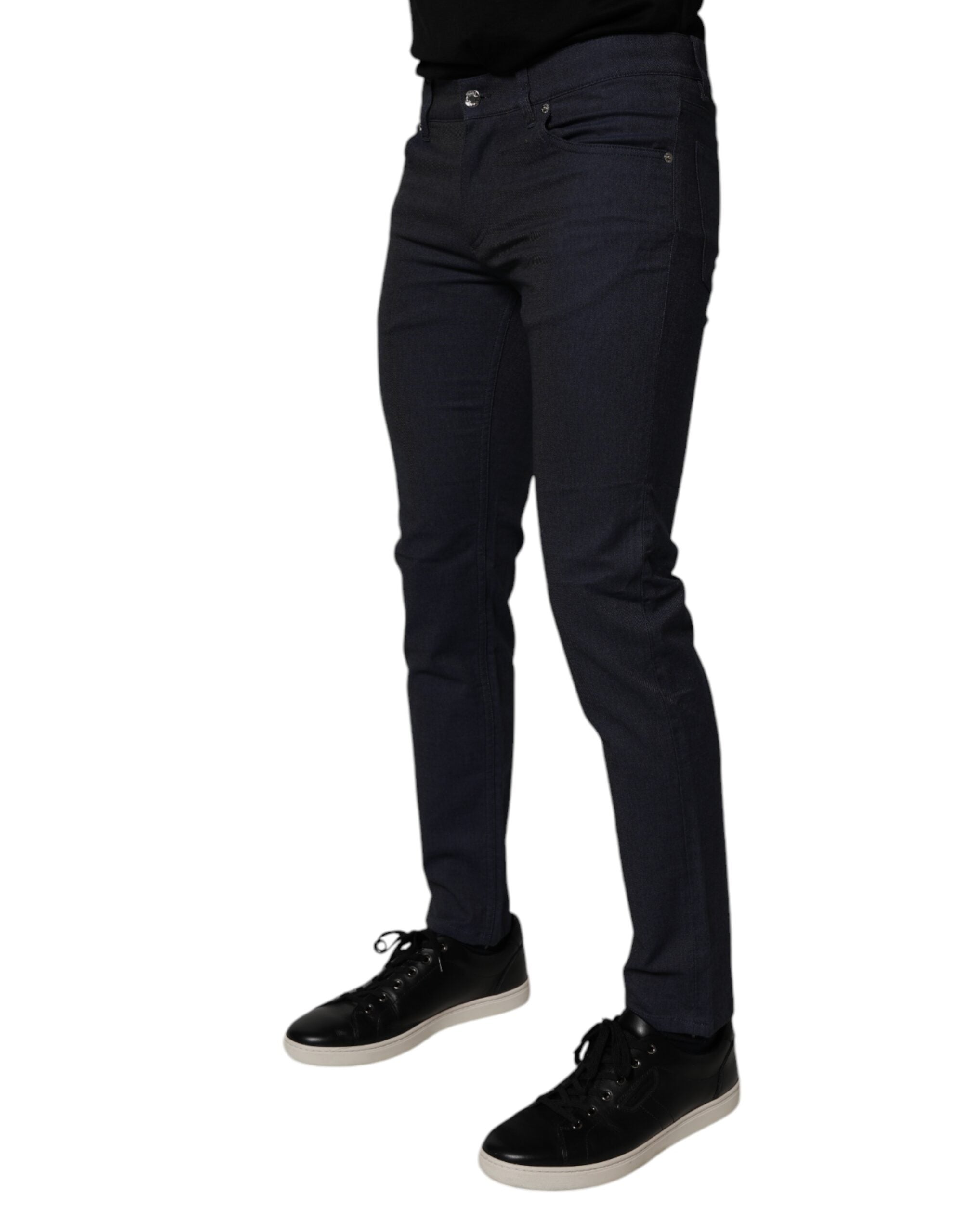 Dolce & Gabbana Dunkelblaue Baumwoll-Stretch-Skinny-Denim-Jeans