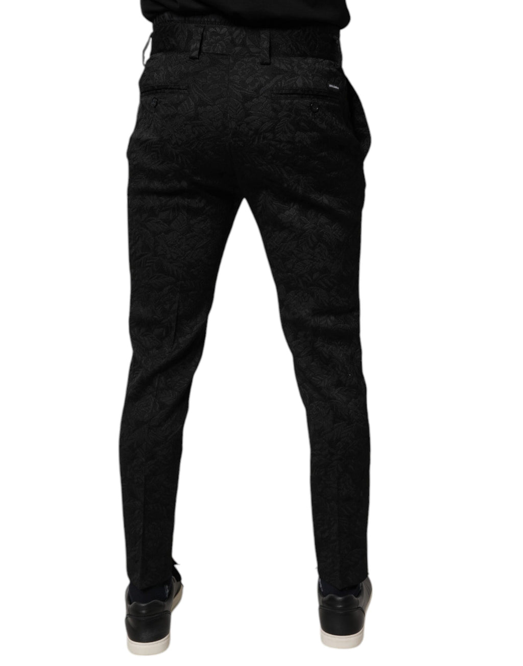 Dolce & Gabbana Schwarze Brokat Polyester Skinny Kleiderhose