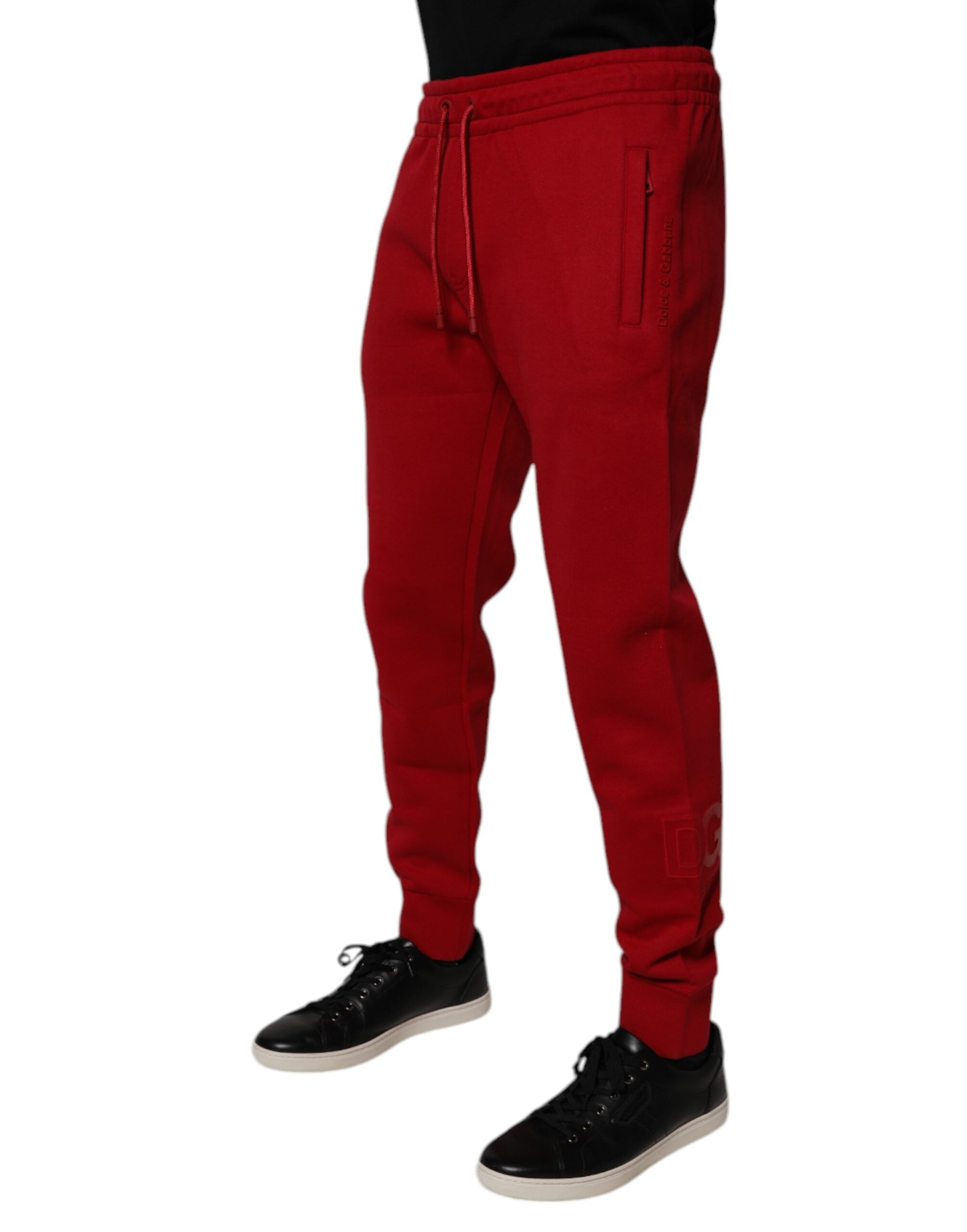 Dolce & Gabbana Rote DG Logo Baumwoll-Jogger Männer Jogginghosen Hosen