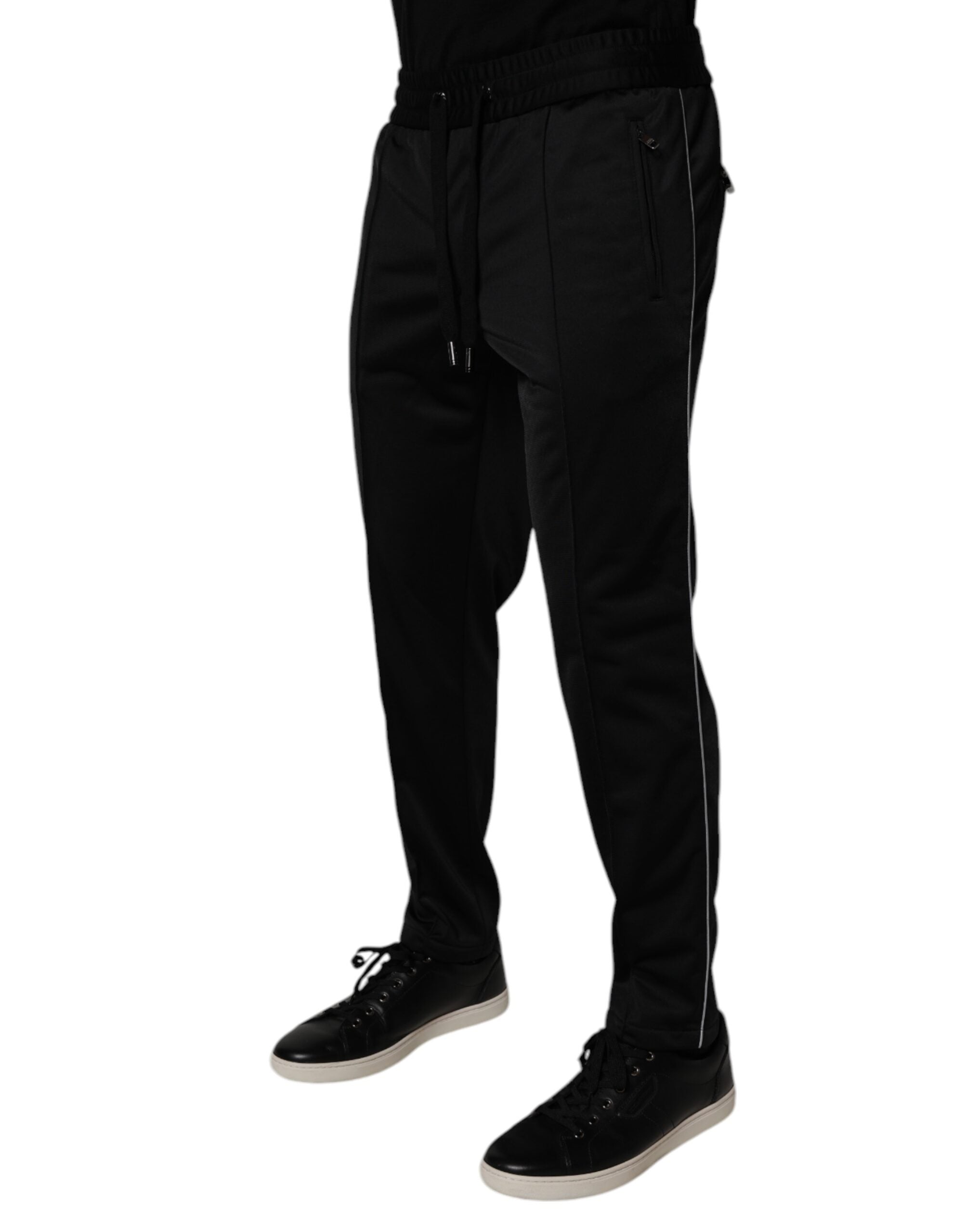 Dolce & Gabbana Schwarze Polyester Herren Jogger Sweatpants Hosen