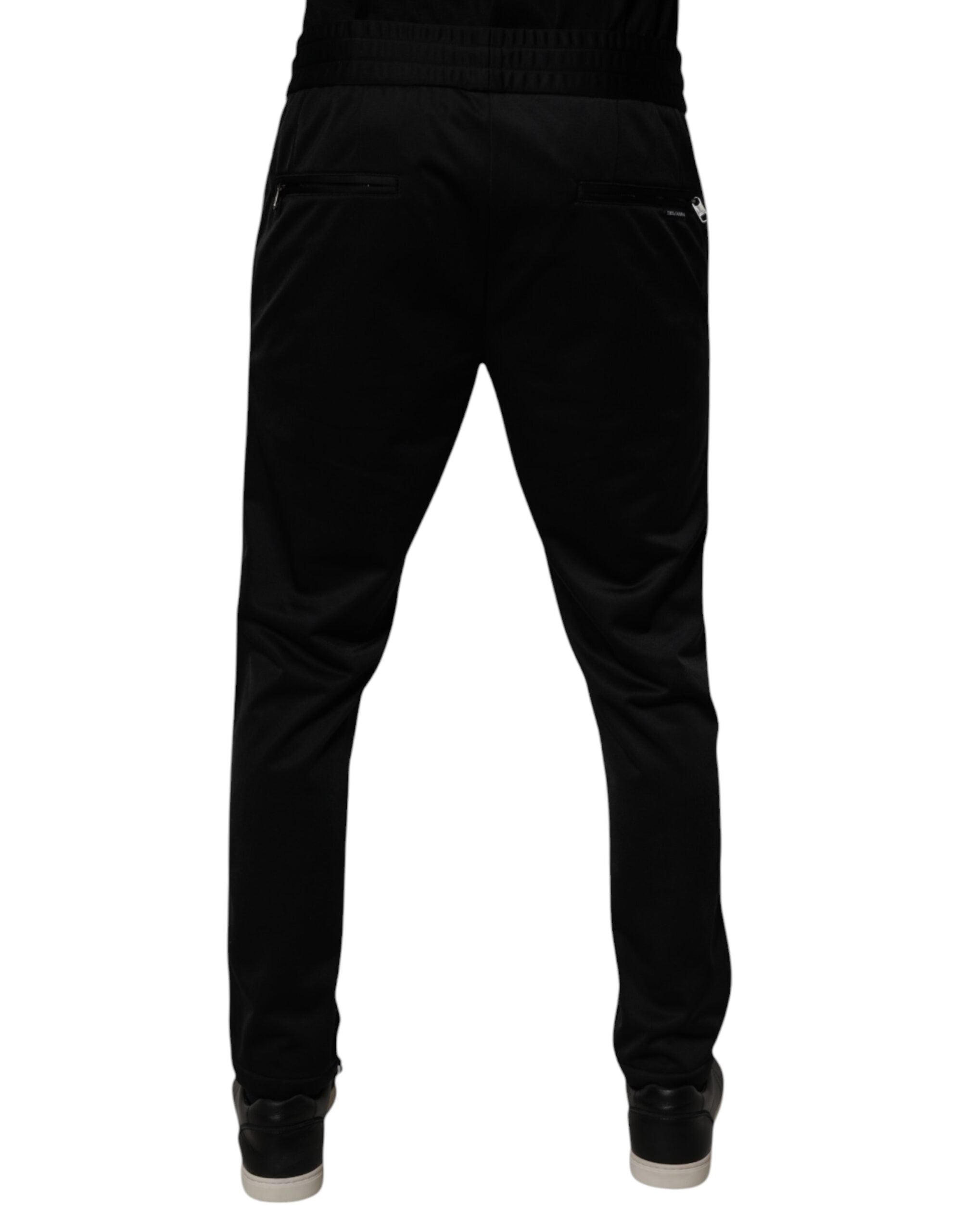 Dolce & Gabbana Schwarze Polyester Herren Jogger Sweatpants Hosen