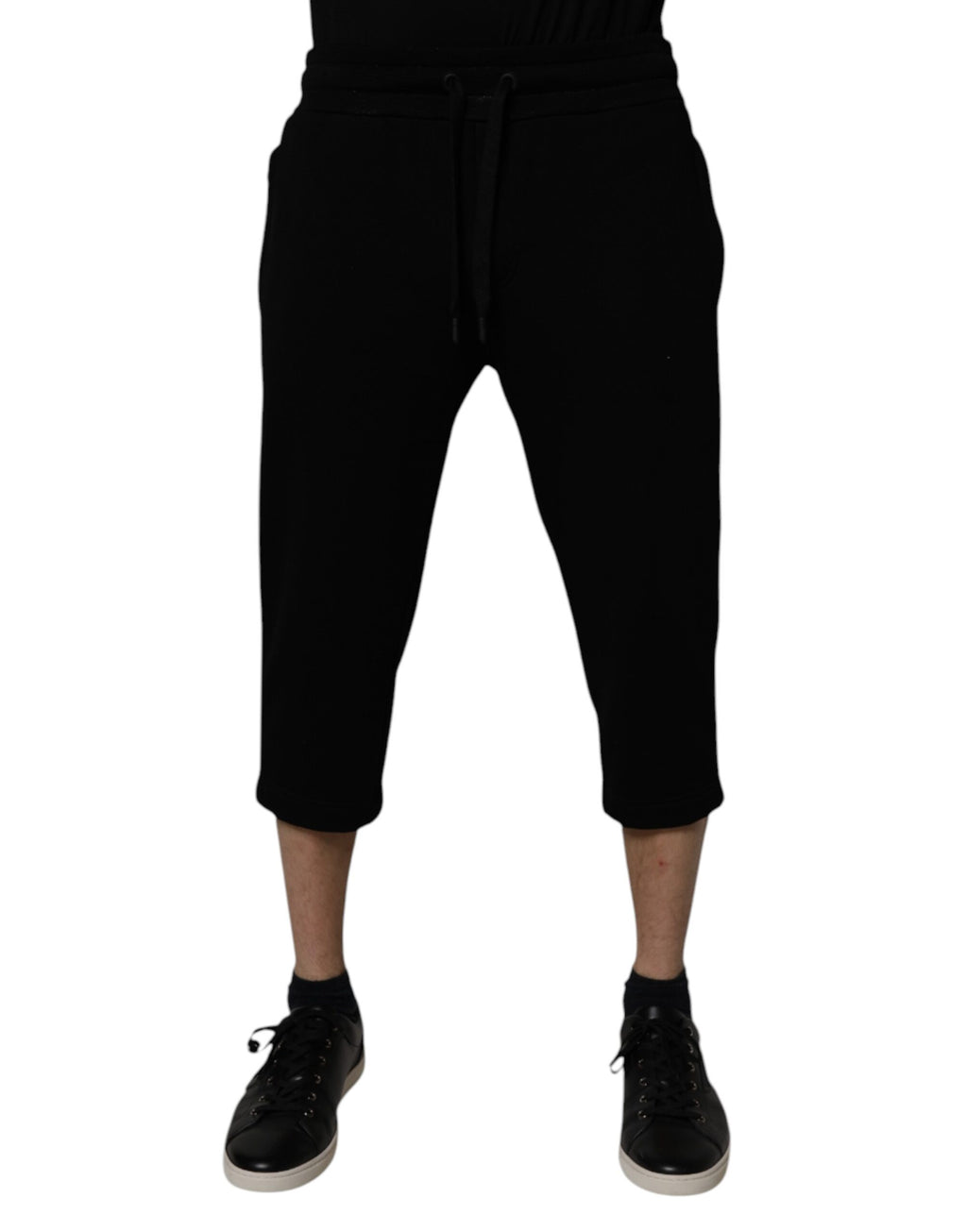 Dolce & Gabbana Schwarze Baumwollmischung Cropped Sweatpants Hose