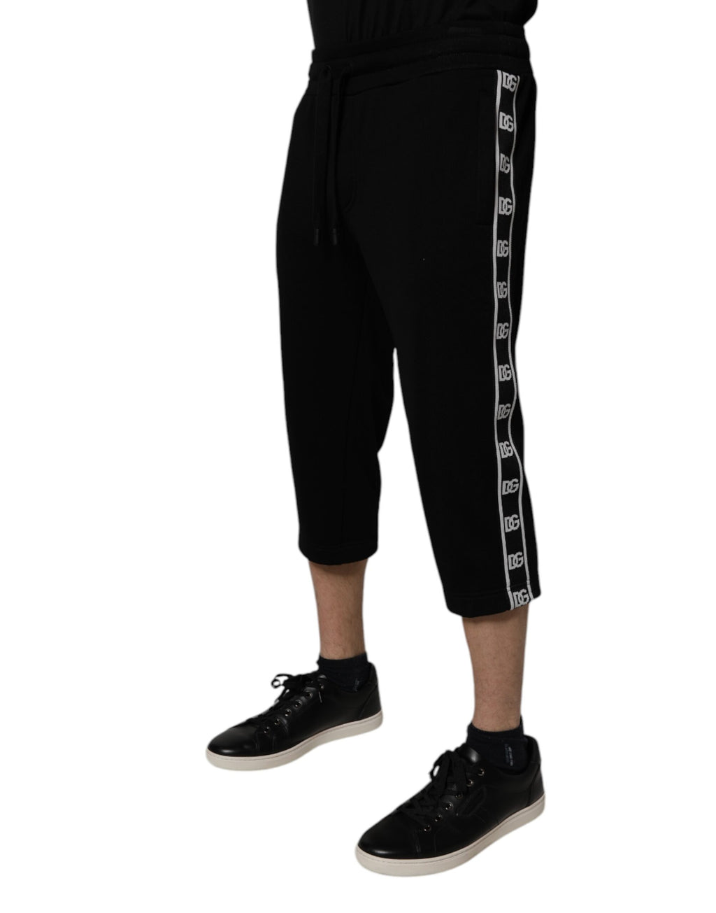 Dolce & Gabbana Schwarze Baumwollmischung Cropped Sweatpants Hose
