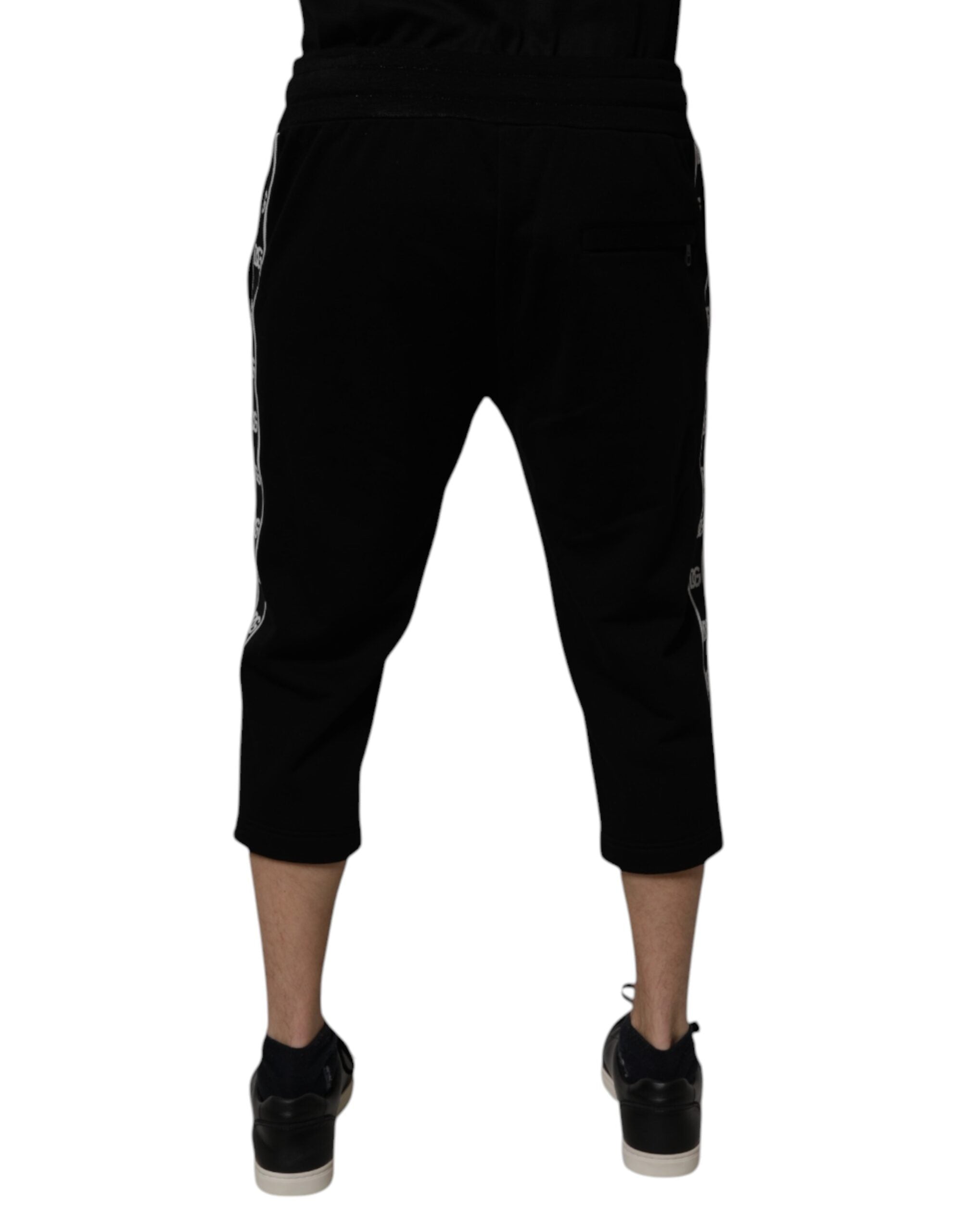 Dolce & Gabbana Schwarze Baumwollmischung Cropped Sweatpants Hose