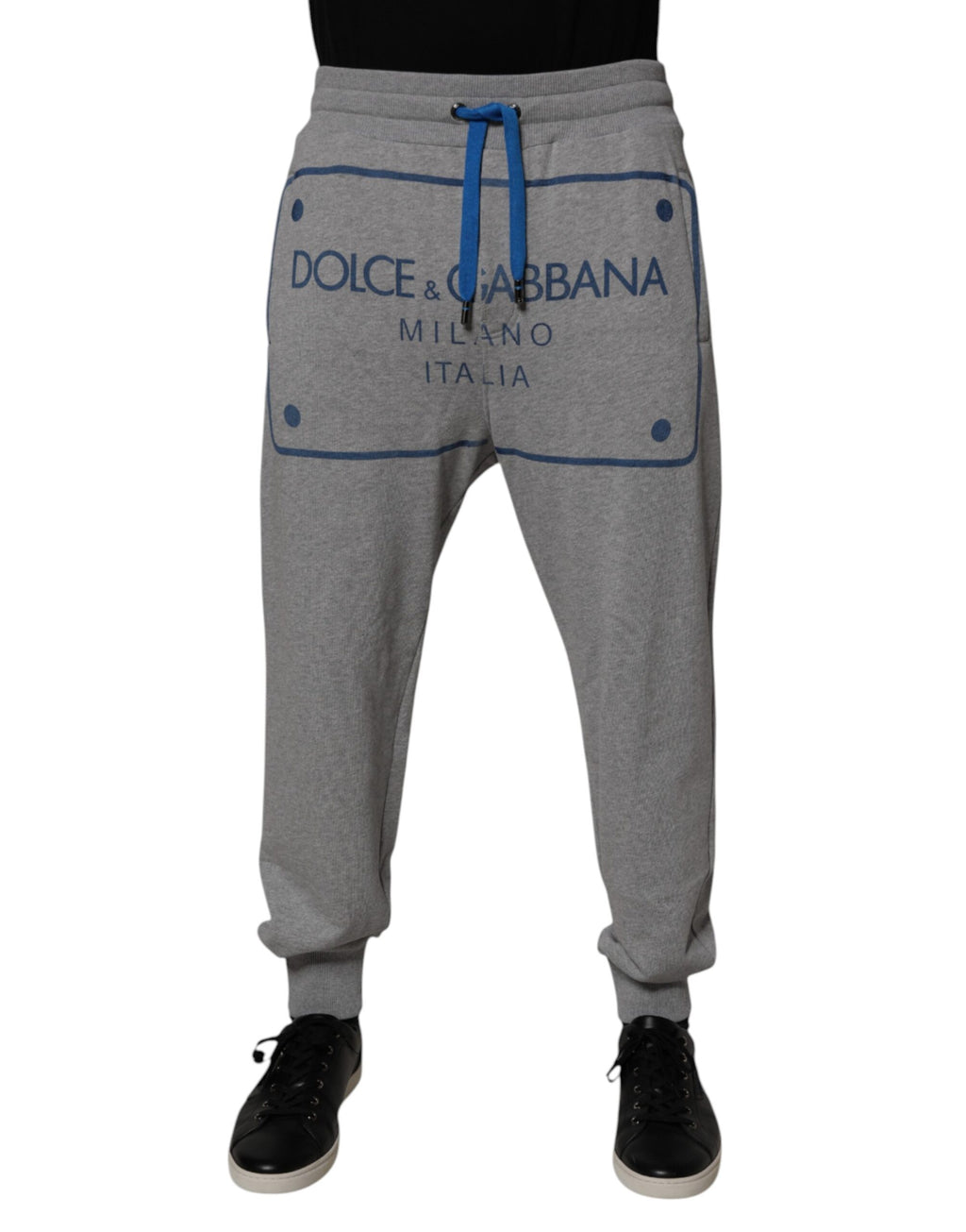 Dolce & Gabbana Graue Logo-Baumwoll-Jogger-Sweatpants für Männer