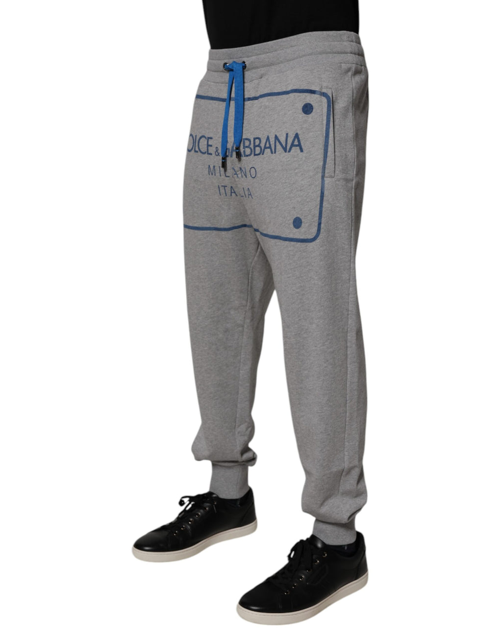 Dolce & Gabbana Graue Logo-Baumwoll-Jogger-Sweatpants für Männer