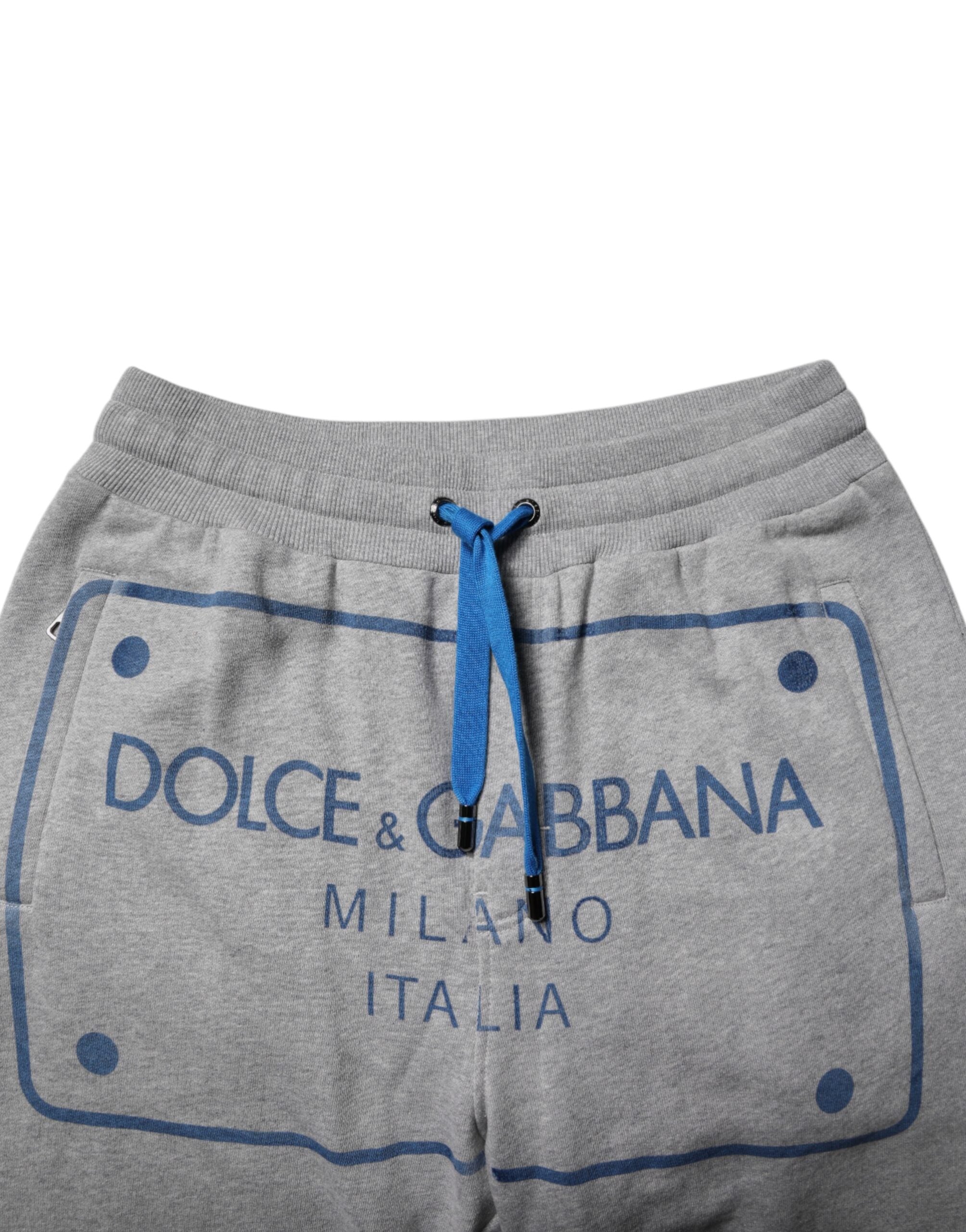 Dolce & Gabbana Graue Logo-Baumwoll-Jogger-Sweatpants für Männer