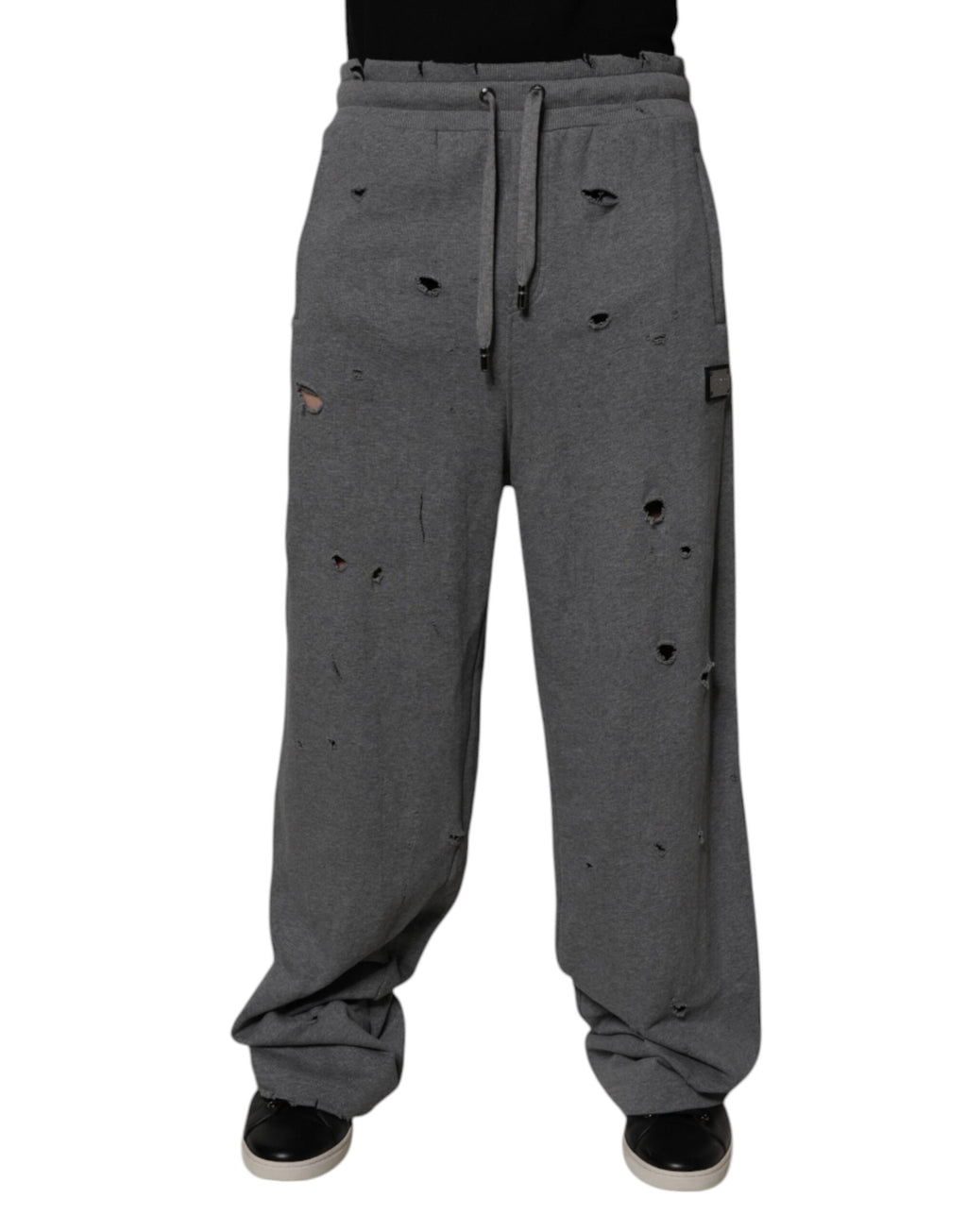 Dolce & Gabbana Graue Baumwolle RipStyle Straight Sweatpants Hosen