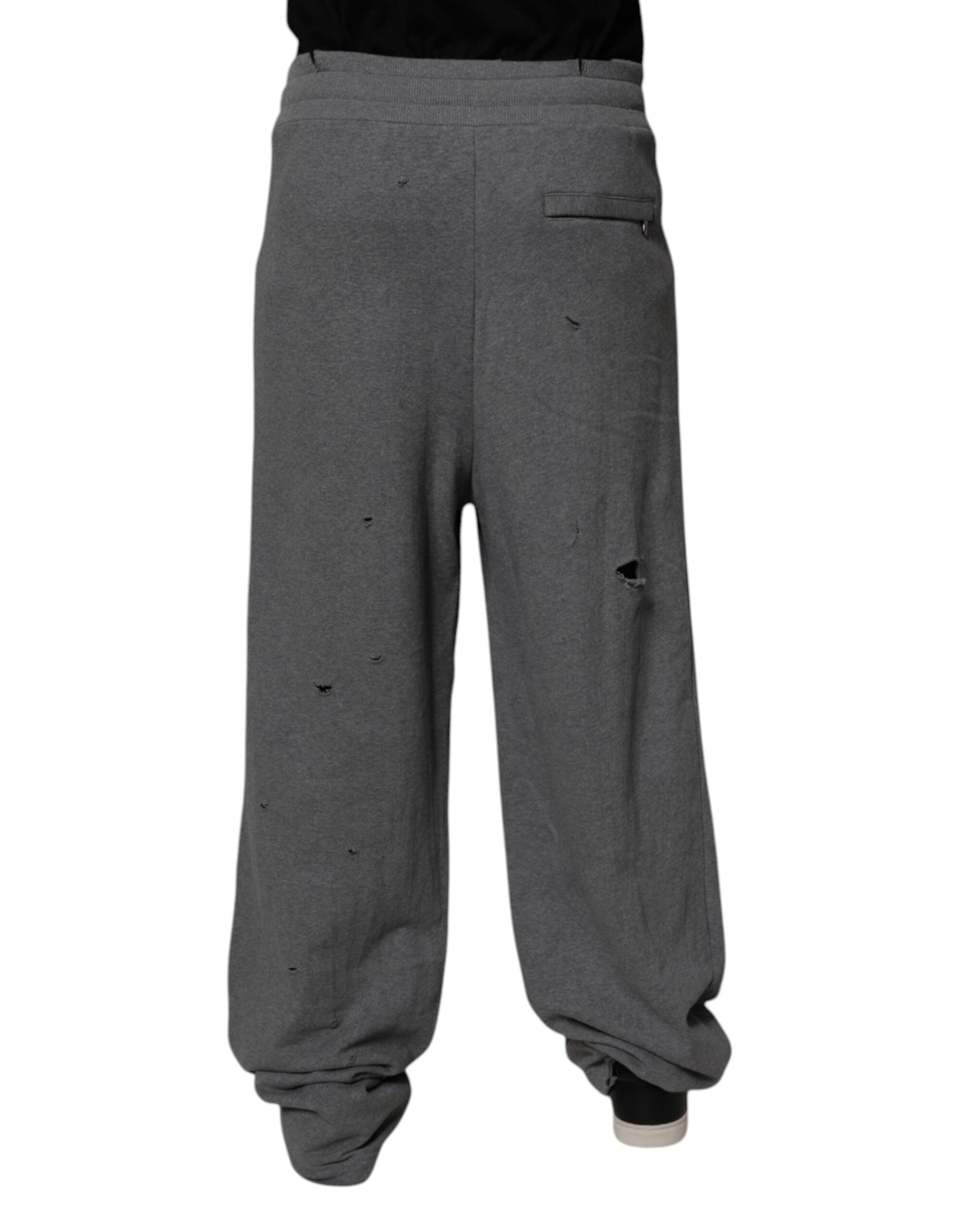 Dolce & Gabbana Graue Baumwolle RipStyle Straight Sweatpants Hosen