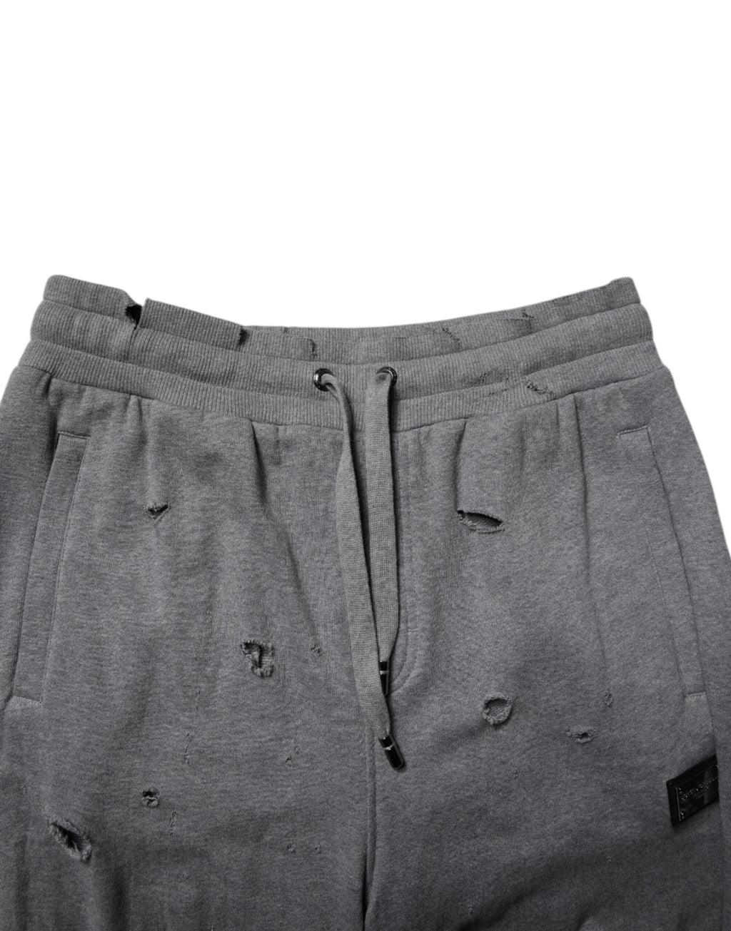Dolce & Gabbana Graue Baumwolle RipStyle Straight Sweatpants Hosen