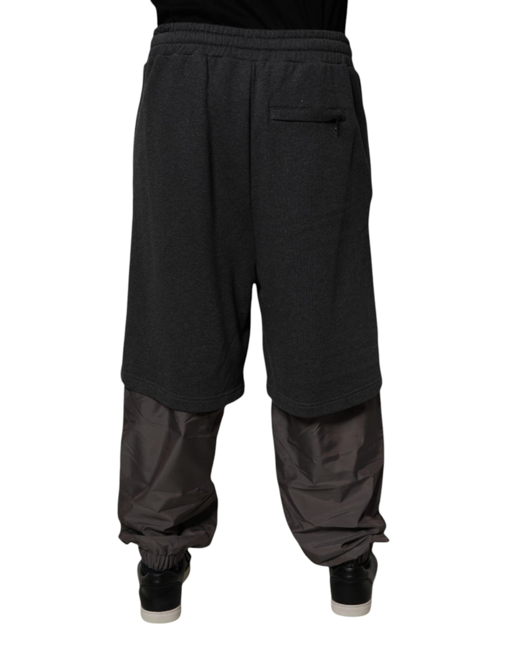 Dolce & Gabbana Dunkelgraue Baumwoll-Layered Straight Sweatpants Hose