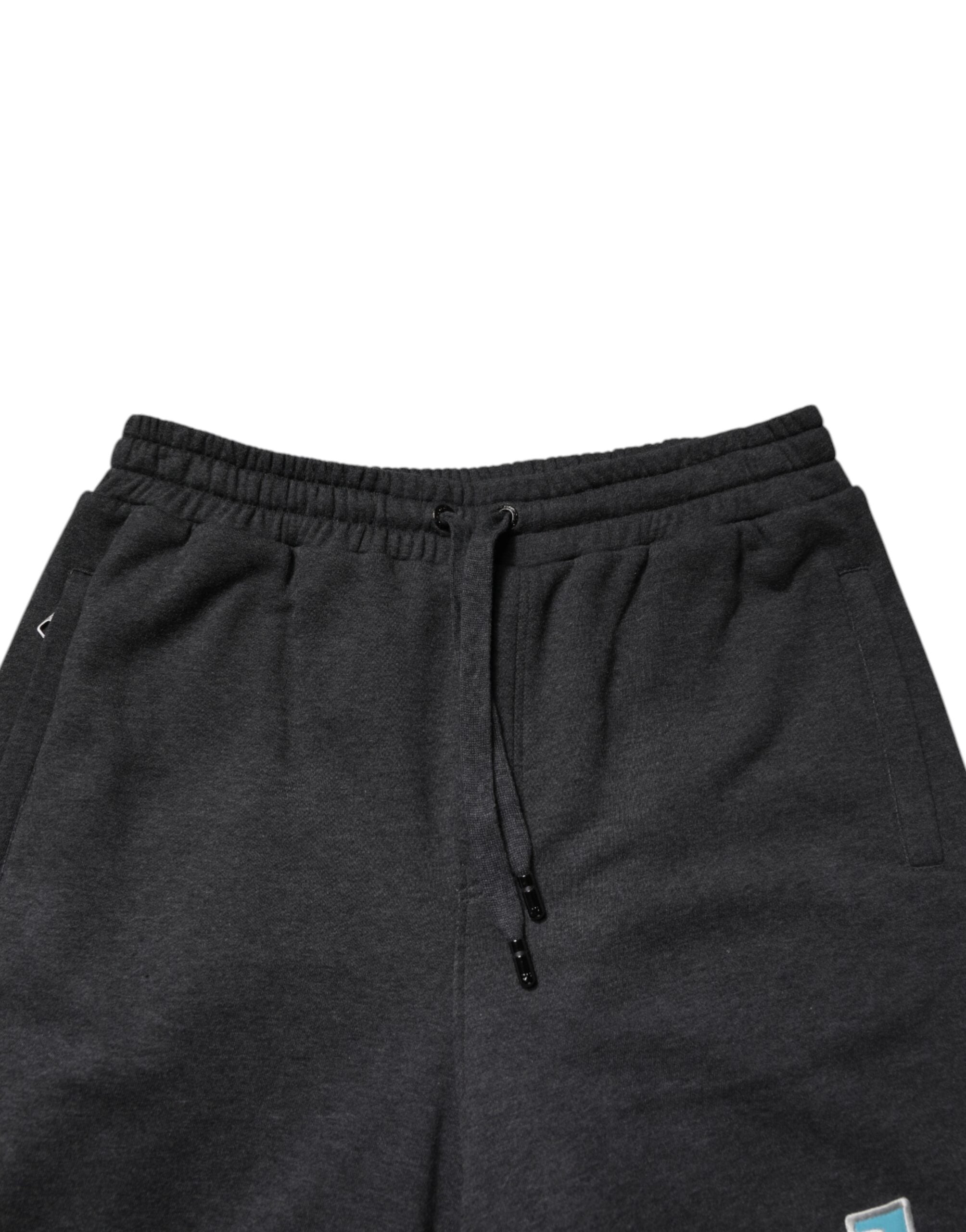 Dolce & Gabbana Dunkelgraue Baumwoll-Layered Straight Sweatpants Hose