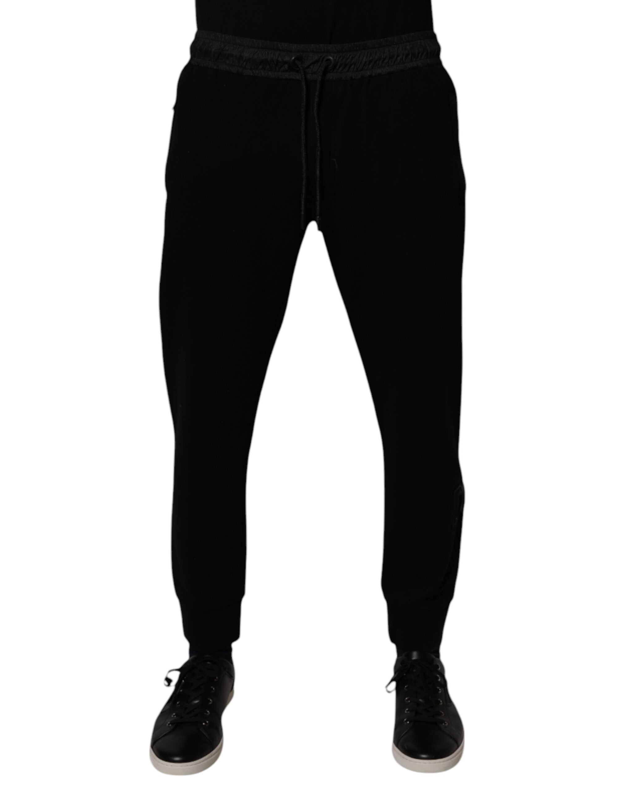 Dolce & Gabbana Schwarze Baumwollmischung Herren Jogger Sweatpants Hosen