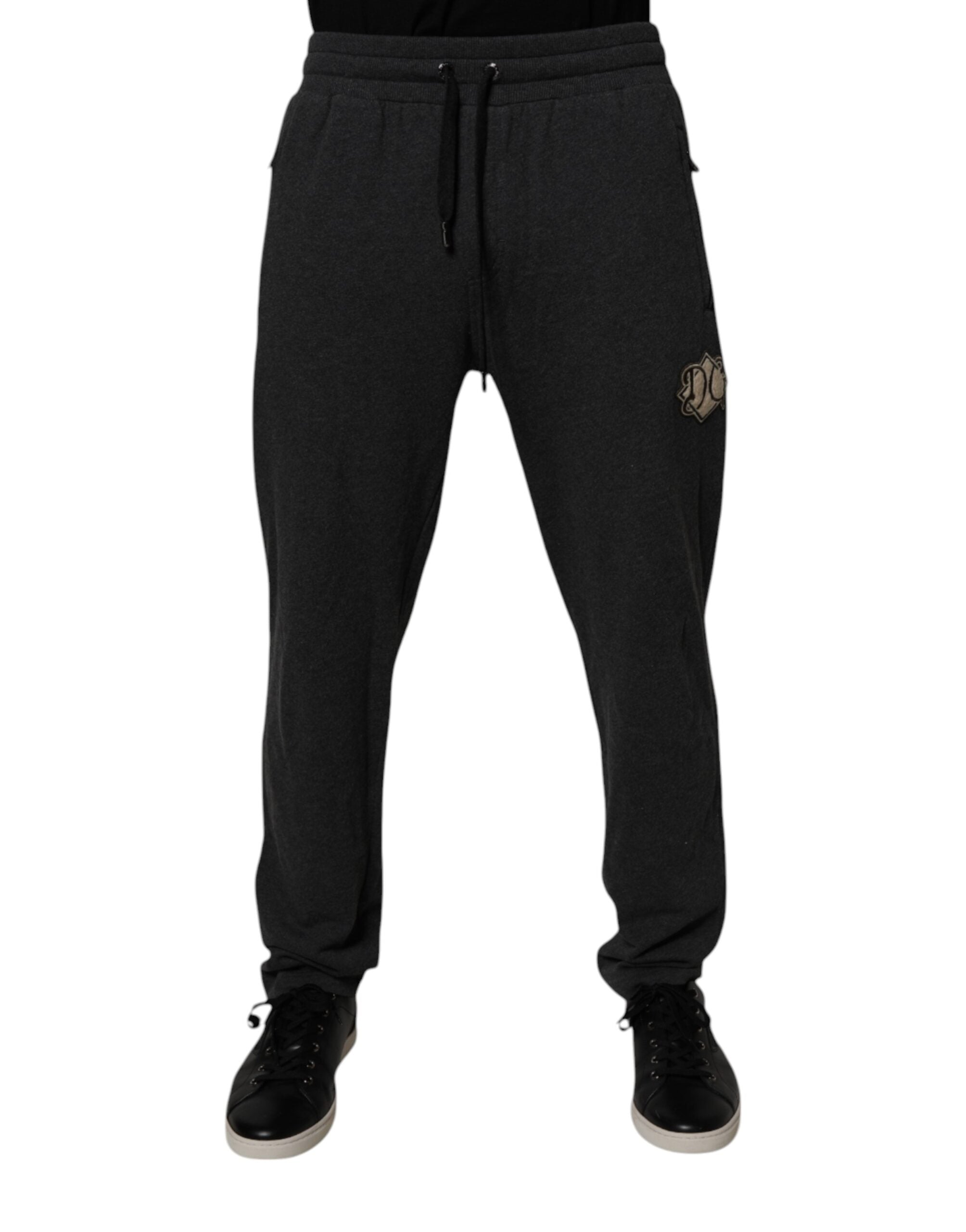 Dolce & Gabbana Dunkelgraue Logo-Baumwoll-Jogger-Sweatpants
