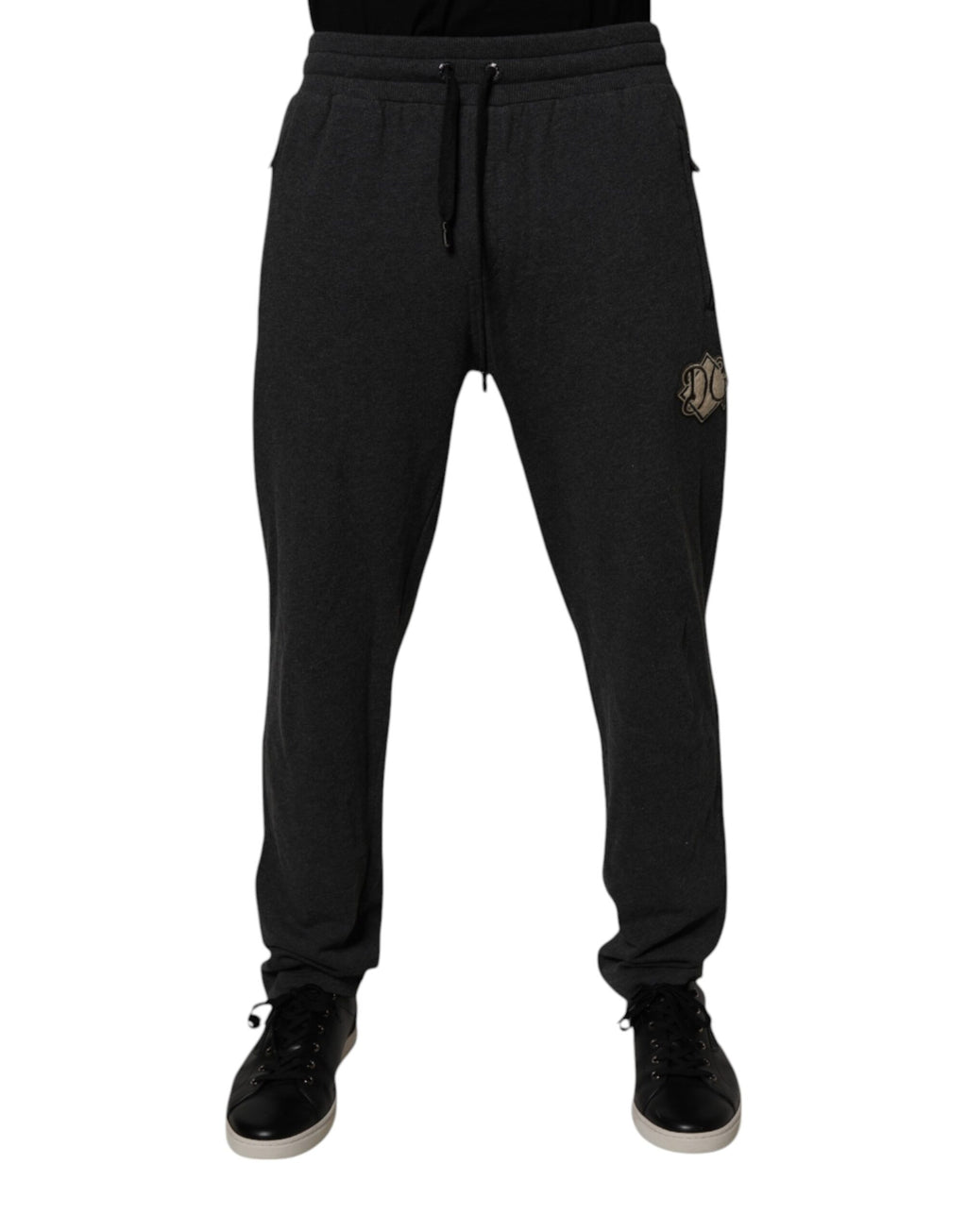 Dolce & Gabbana Dunkelgraue Logo-Baumwoll-Jogger-Sweatpants