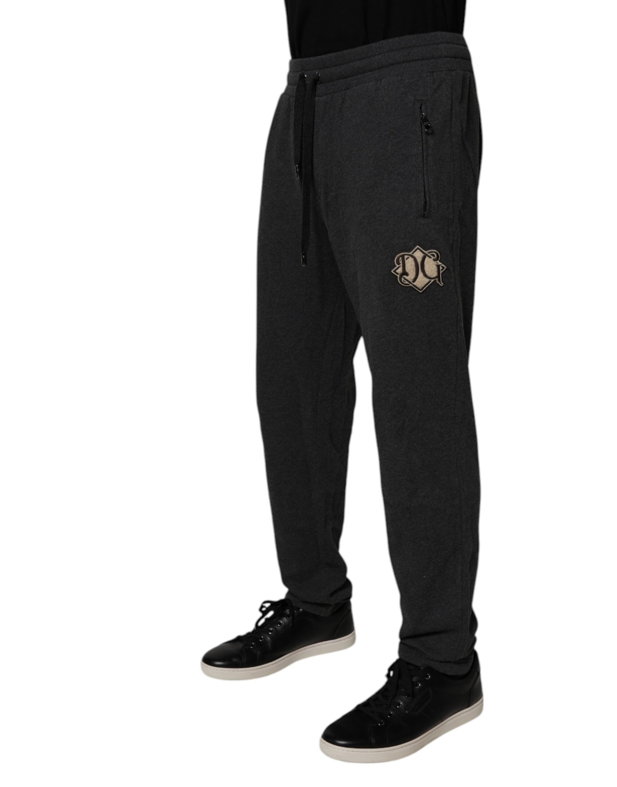 Dolce & Gabbana Dunkelgraue Logo-Baumwoll-Jogger-Sweatpants